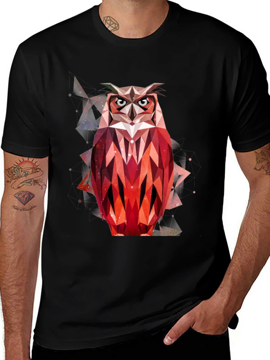 Rebbecca Geometric Owl Graphic T-Shirt - Mens Black Tee