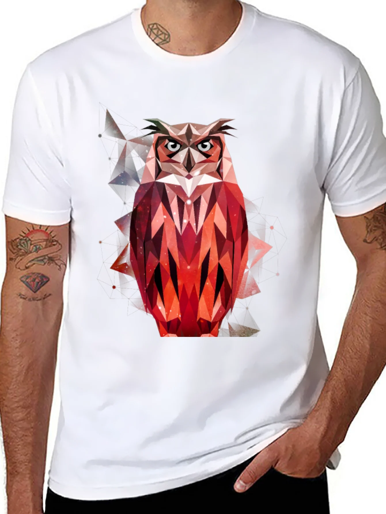 Rebbecca Geometric Owl Graphic T-Shirt - Mens Black Tee