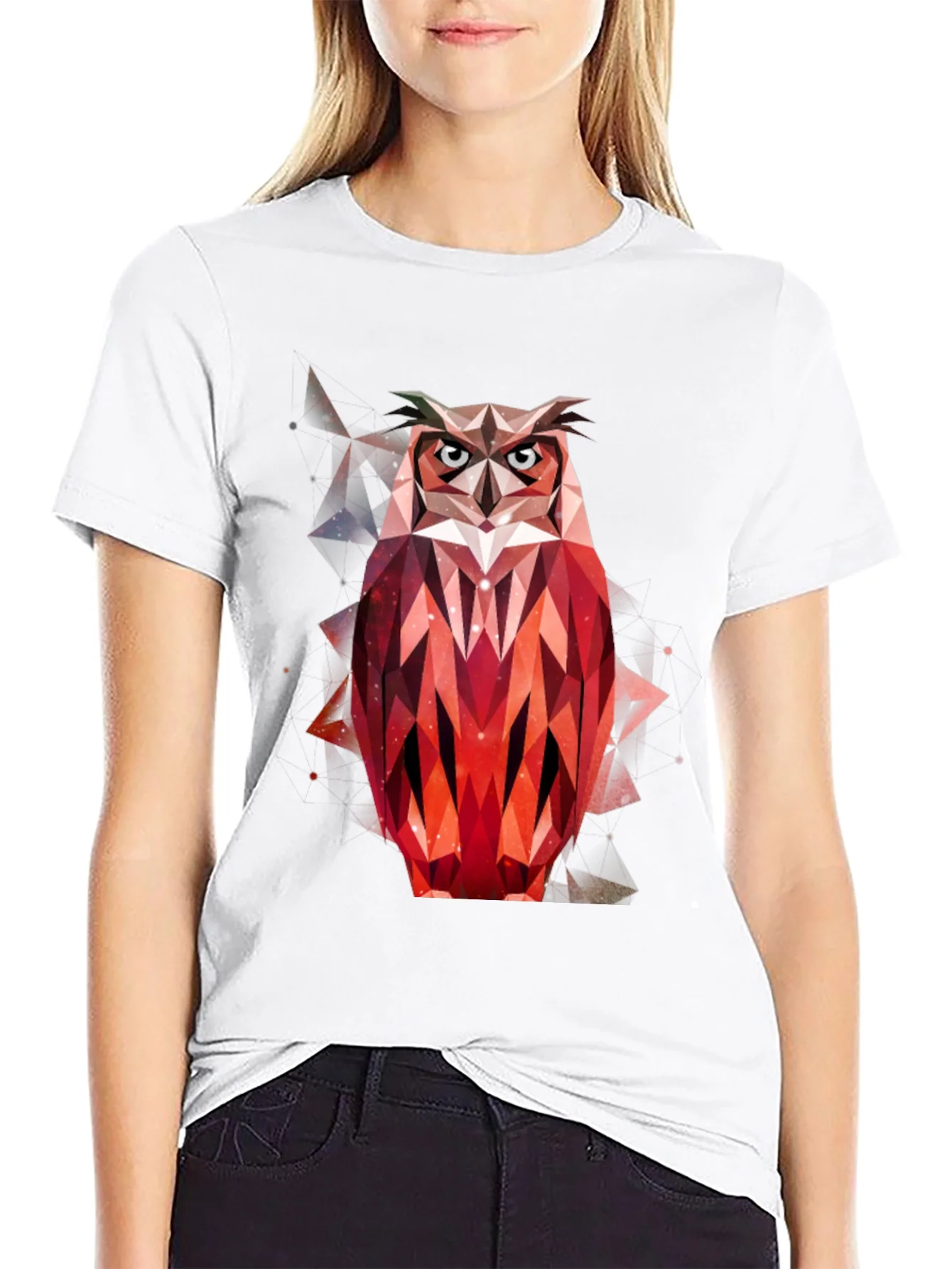 Rebbecca Geometric Owl Graphic T-Shirt - Mens Black Tee