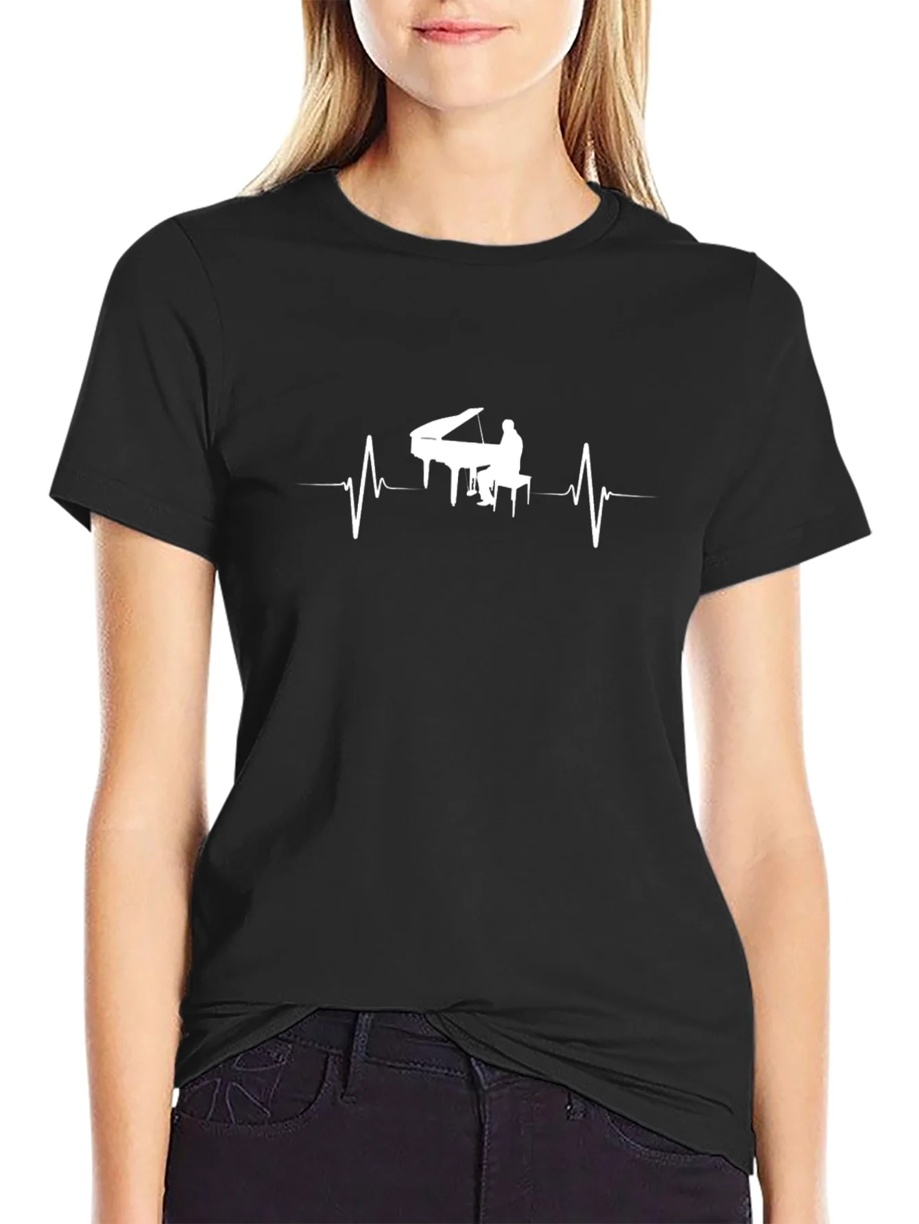 Rebbecca Piano Heartbeat Graphic Tee - Musicians Gift