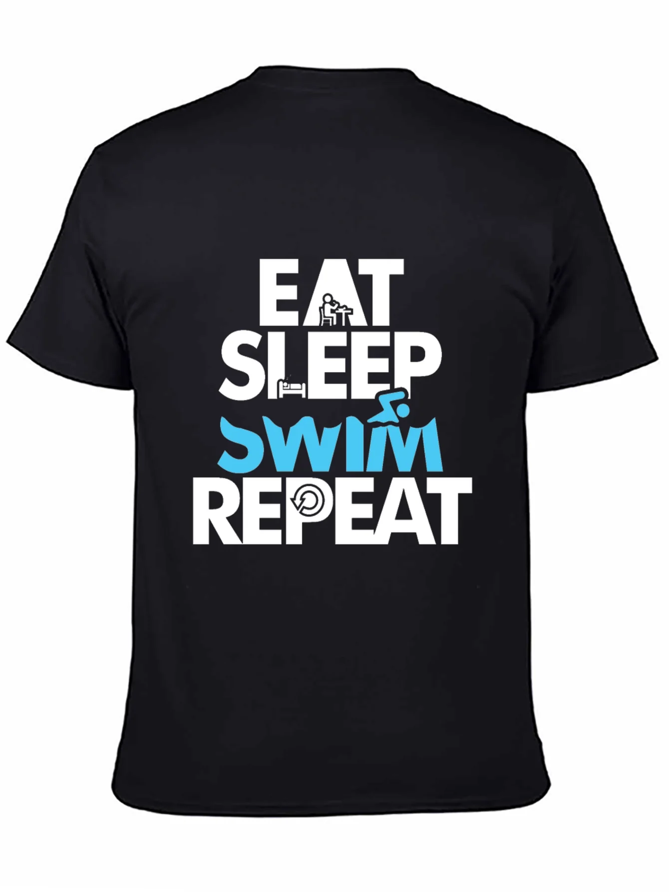 Camiseta Hombre Negra - Eat Sleep Swim Repeat