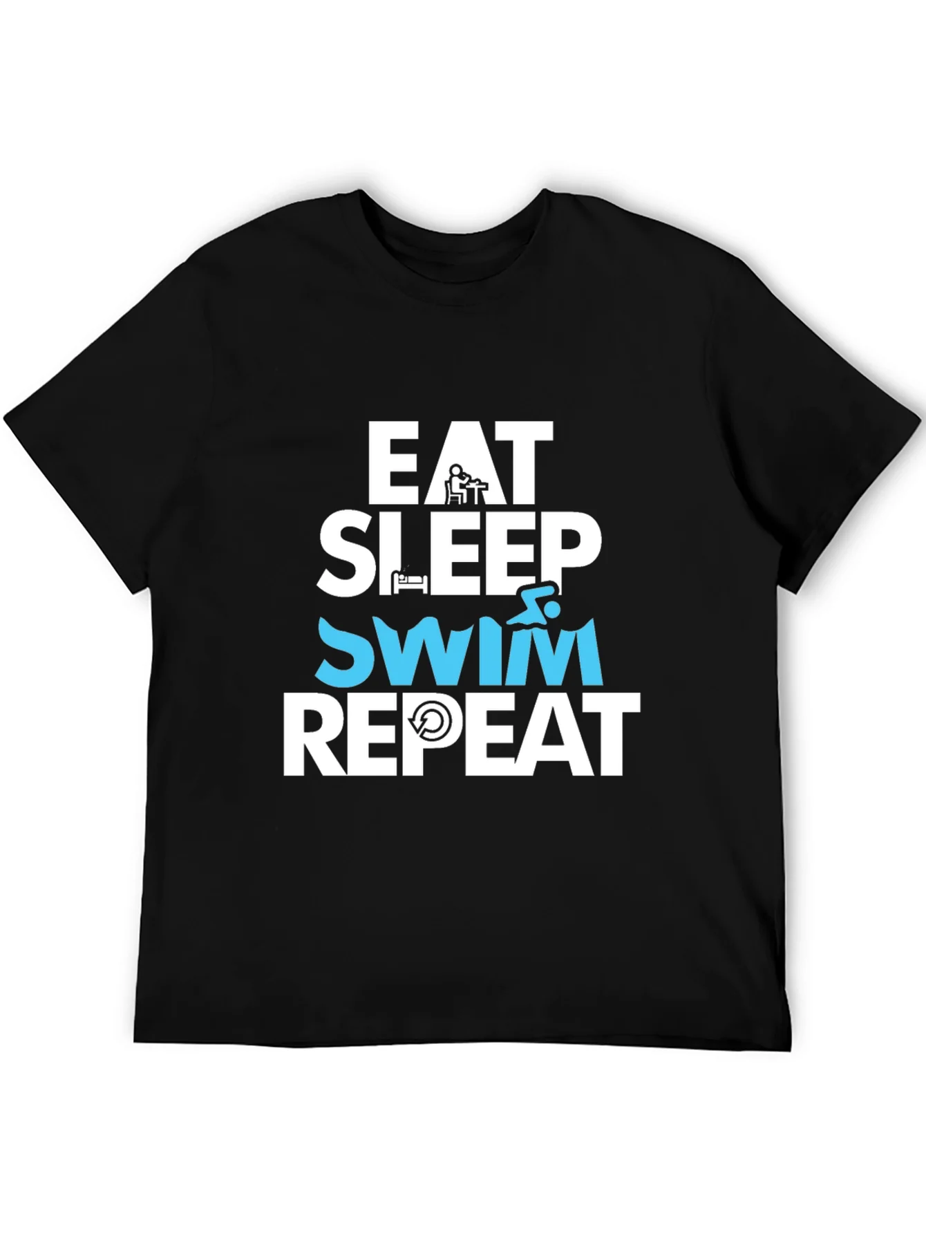 Camiseta Hombre Negra - Eat Sleep Swim Repeat