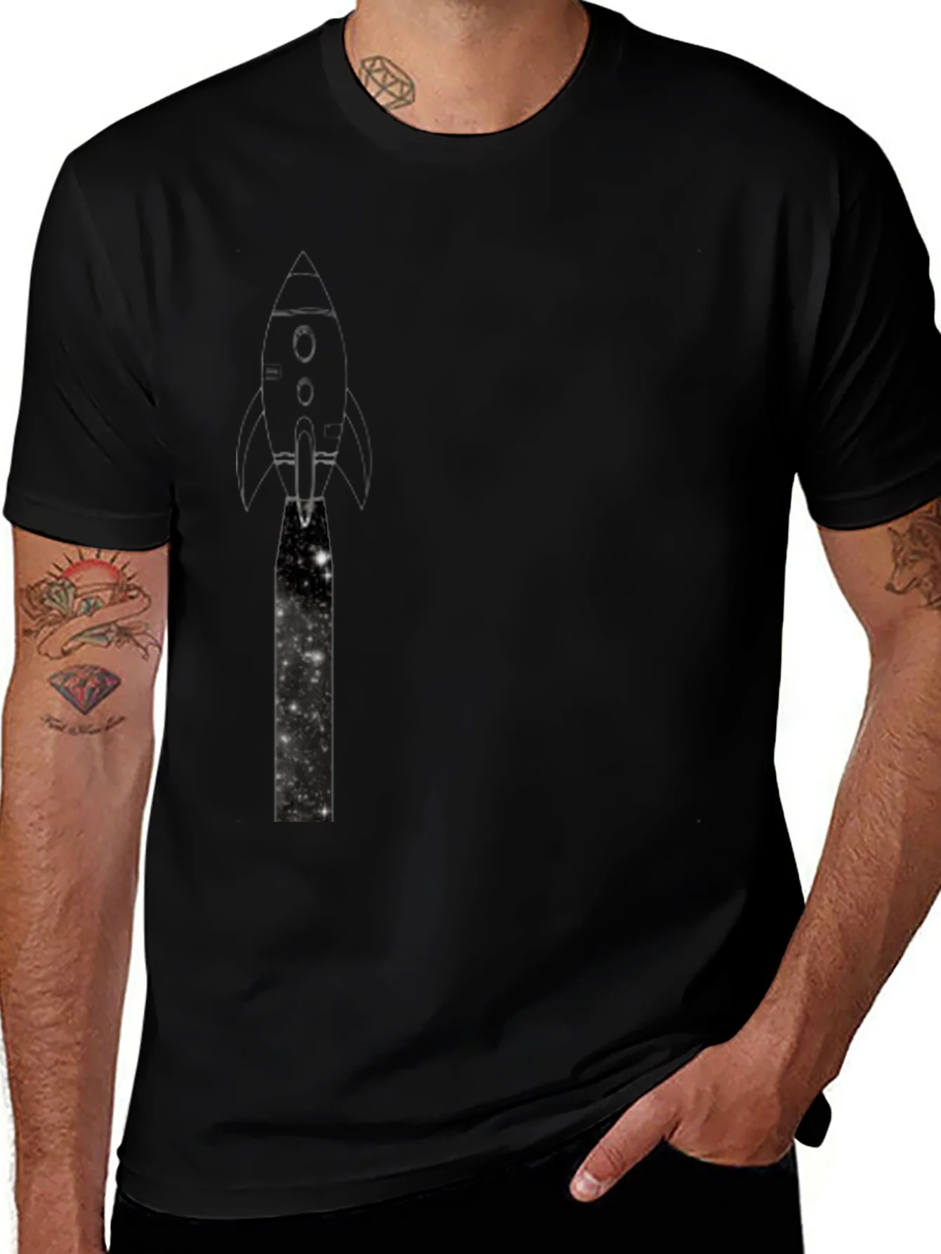 Rebbecca Rocket Launch Graphic Black T-Shirt