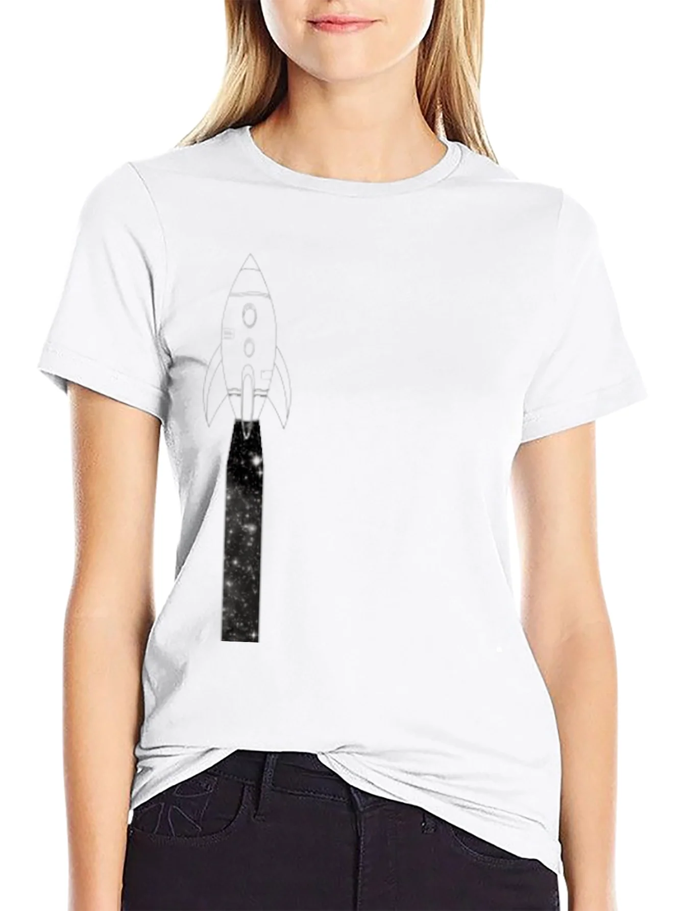 Rebbecca Rocket Launch Graphic Black T-Shirt
