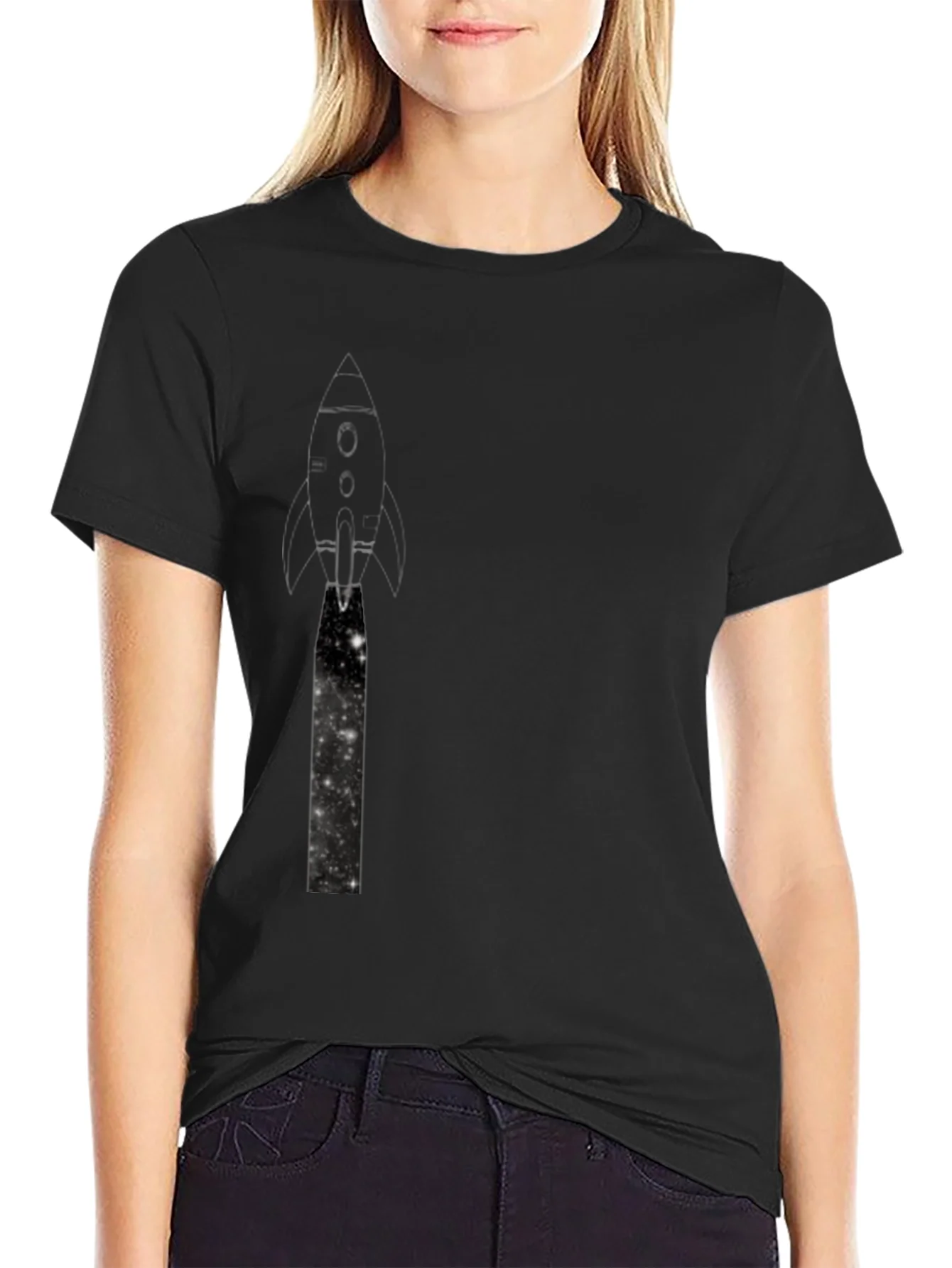 Rebbecca Rocket Launch Graphic Black T-Shirt