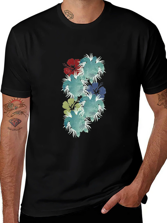 Camiseta Negra con Flores Tropicales para Hombre
