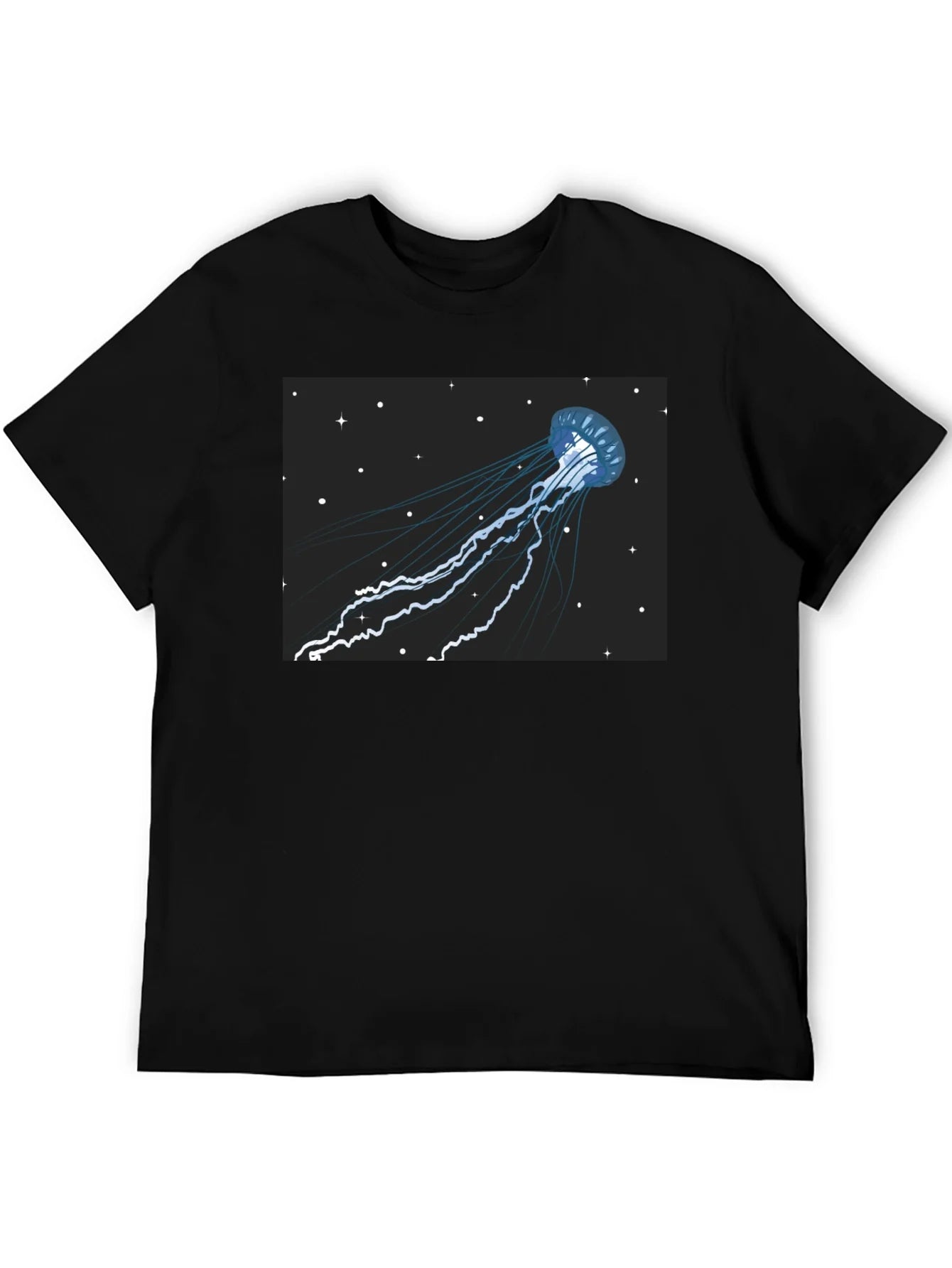 Camiseta Negra con Dise?o de Medusa Espacial