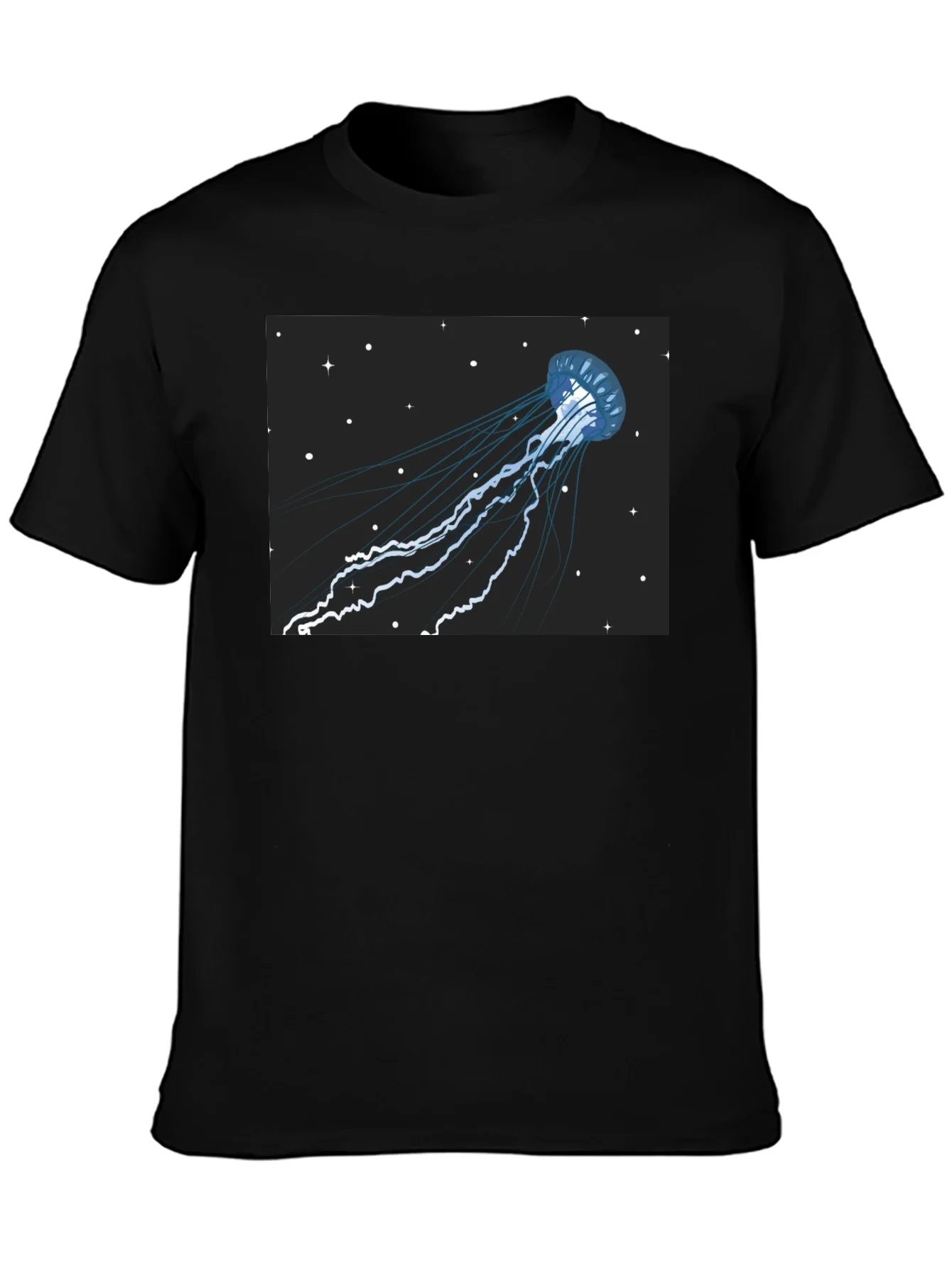 Camiseta Negra con Dise?o de Medusa Espacial