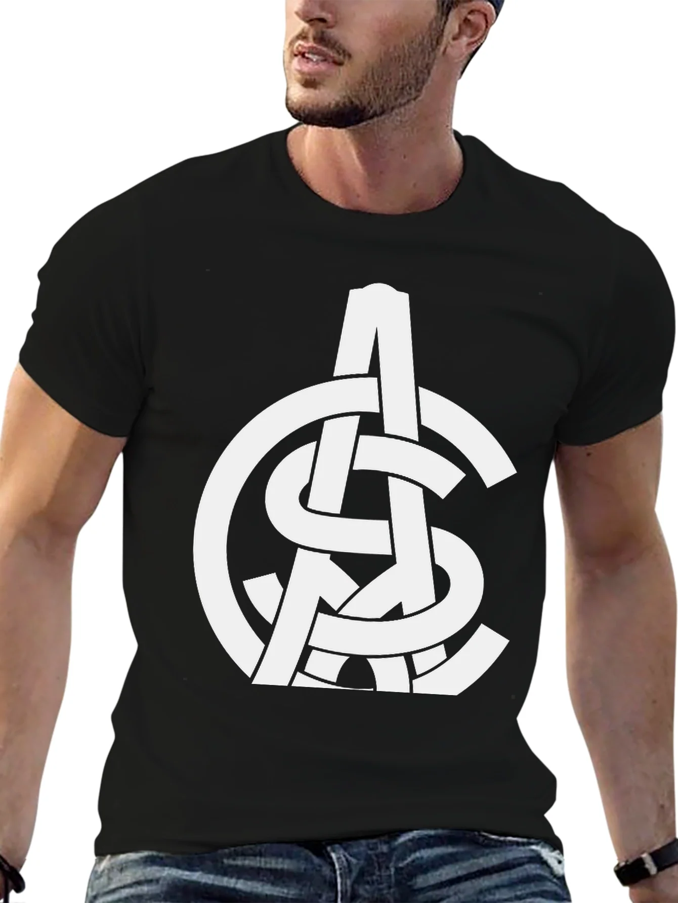 Rebbecca Abstract White Logo Print Black T-Shirt