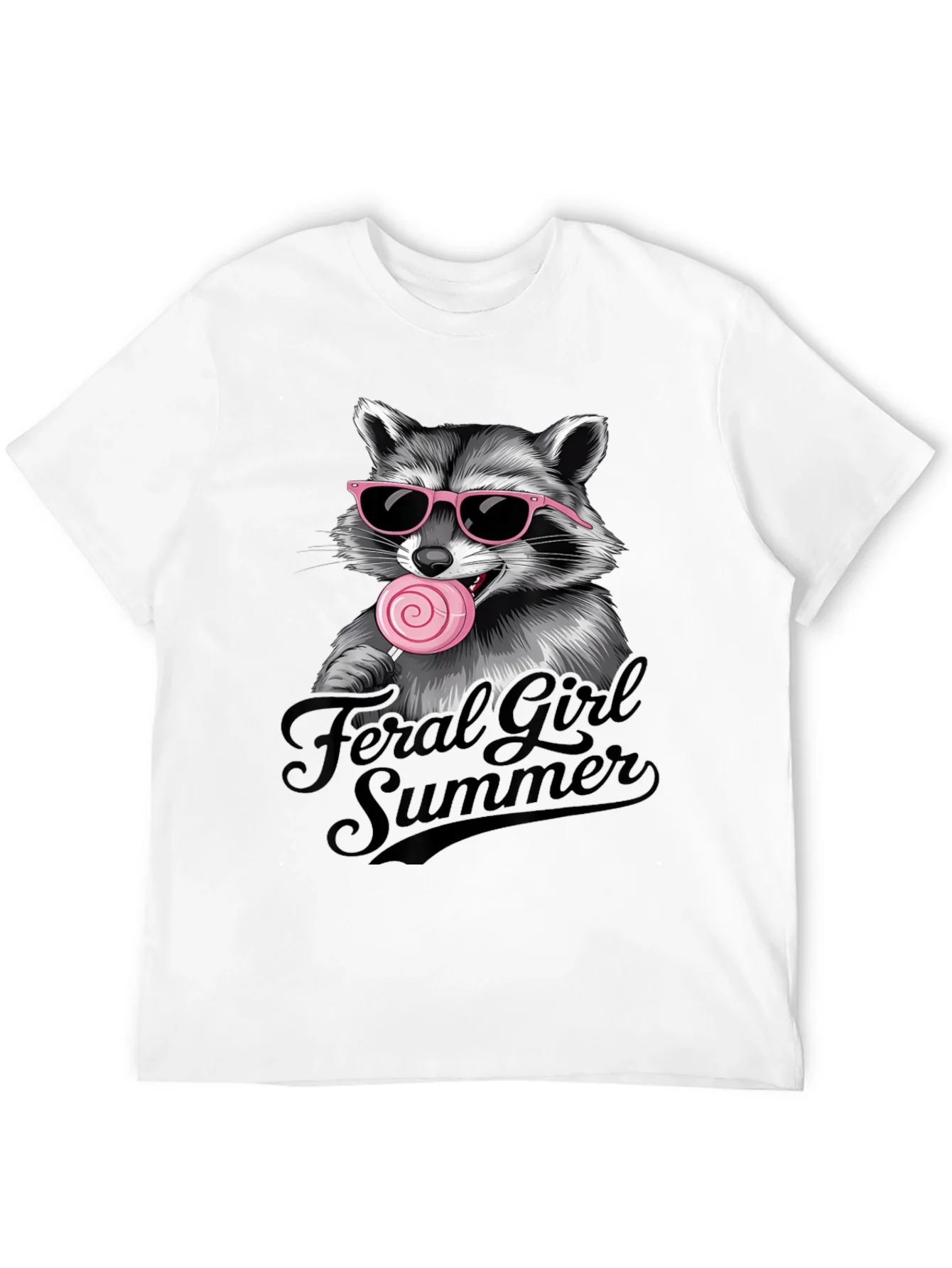 Camiseta Negra Raccoon Feral Girl Summer