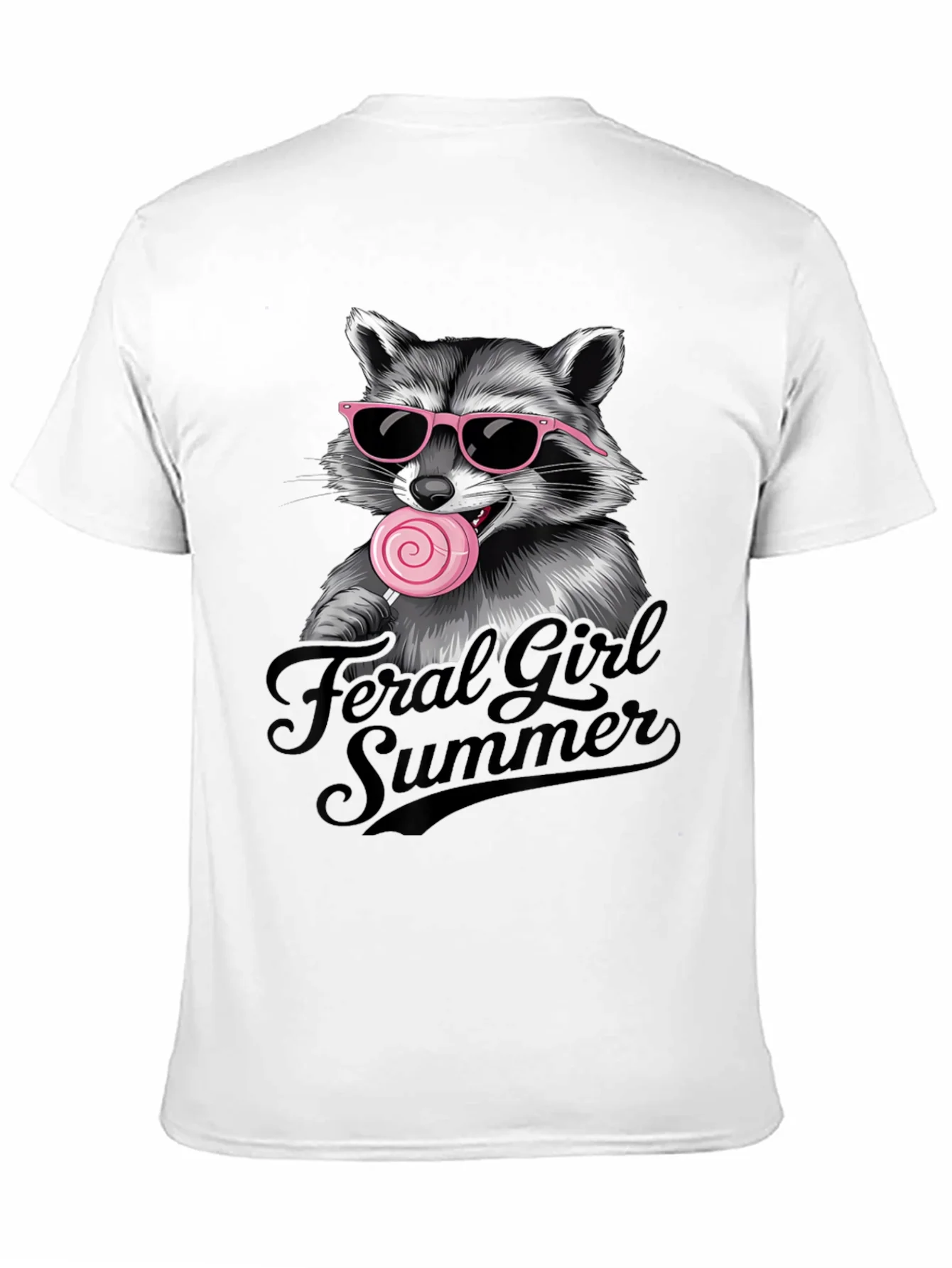 Camiseta Negra Raccoon Feral Girl Summer