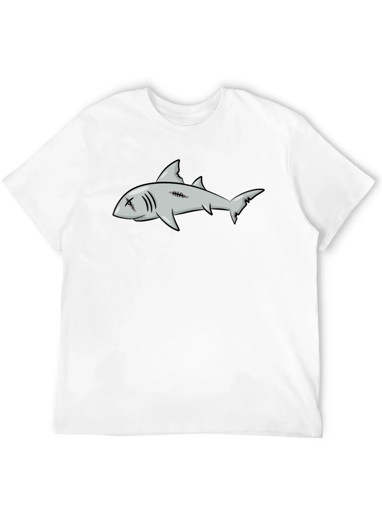 Camiseta Negra con Dise?o de Tibur¨®n de Dibujos Animados
