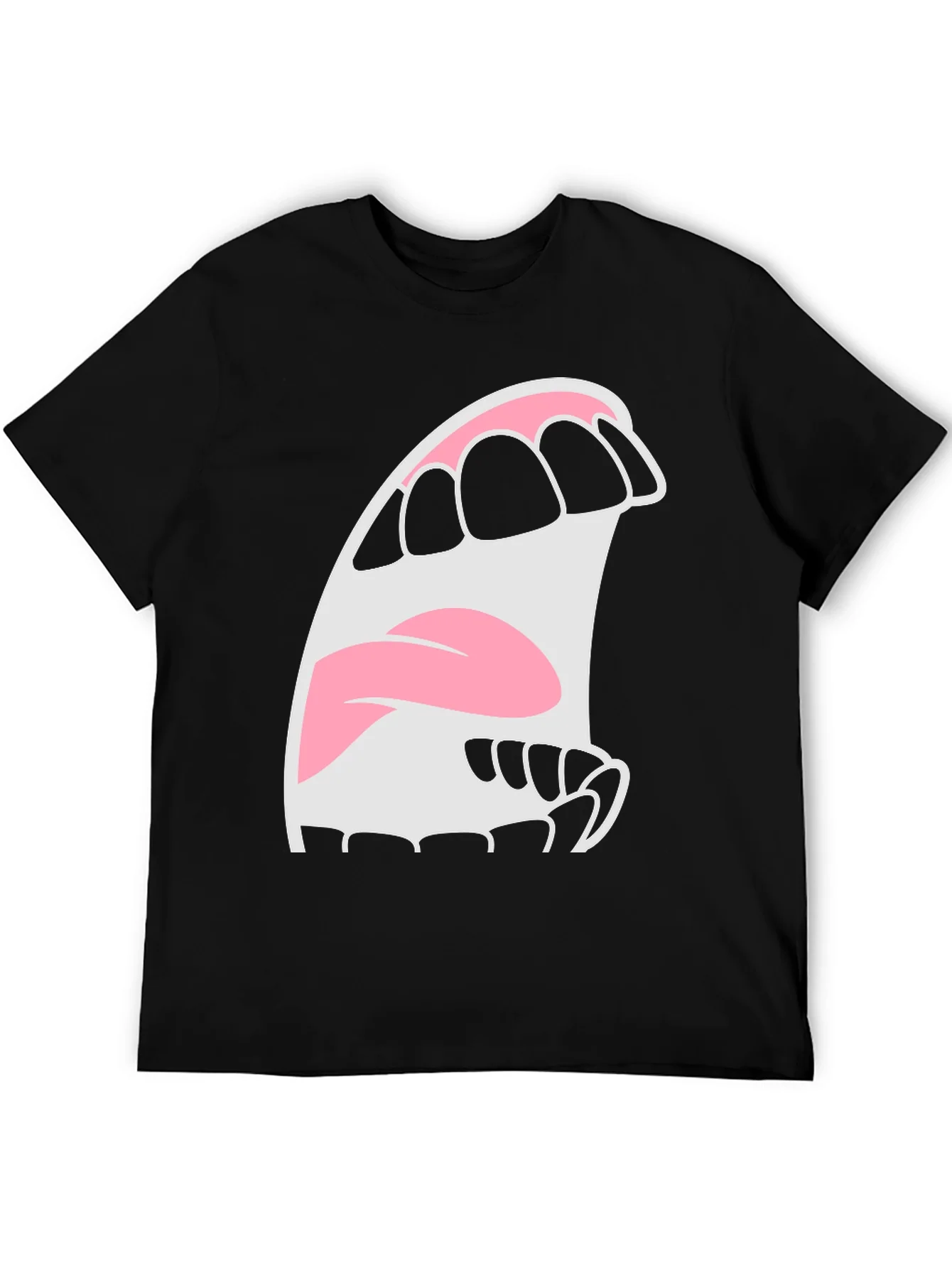 Camiseta Negra con Dise?o de Boca Abierta