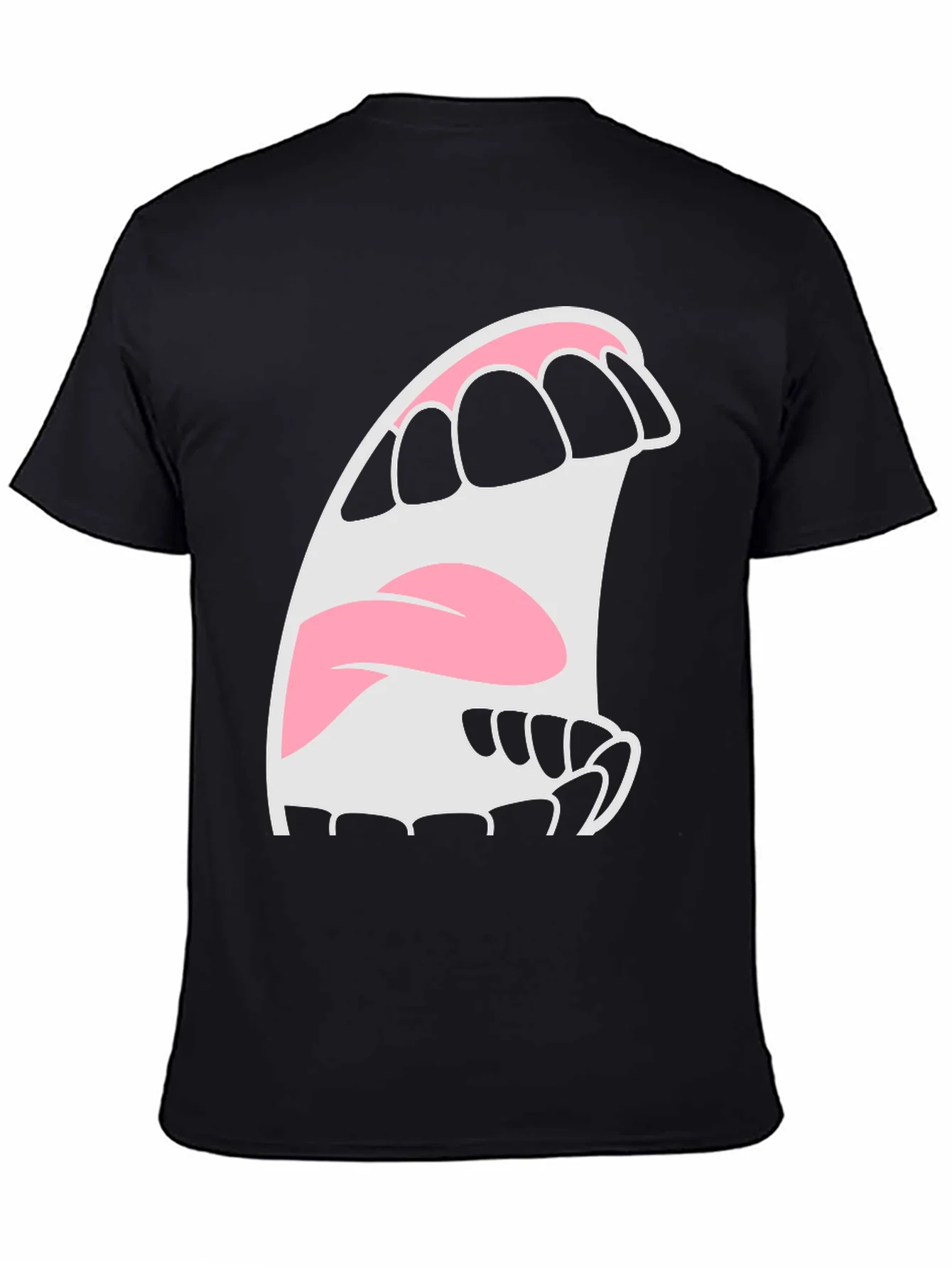 Camiseta Negra con Dise?o de Boca Abierta