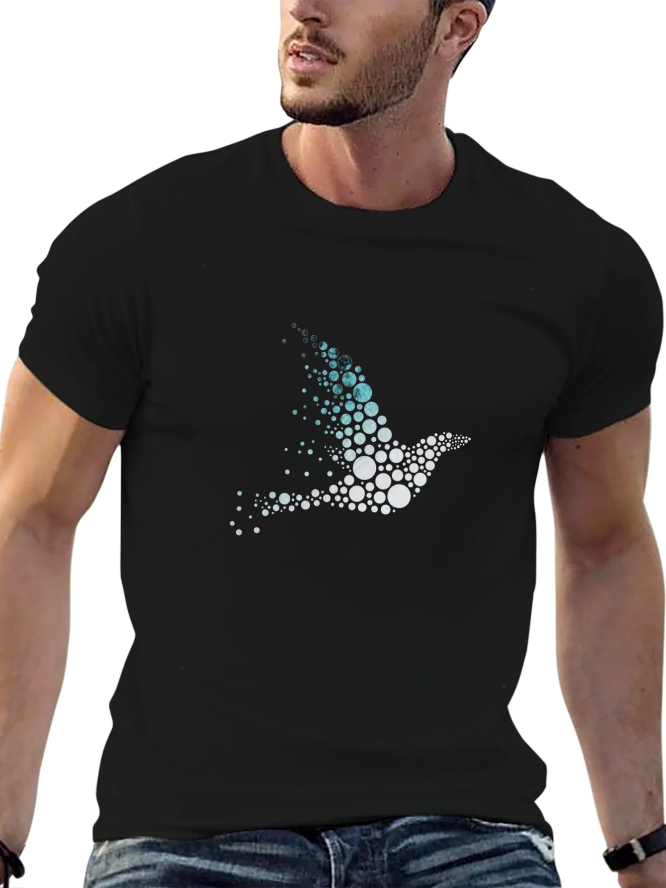 Rebbecca Abstract Bird Graphic Mens Black T-Shirt