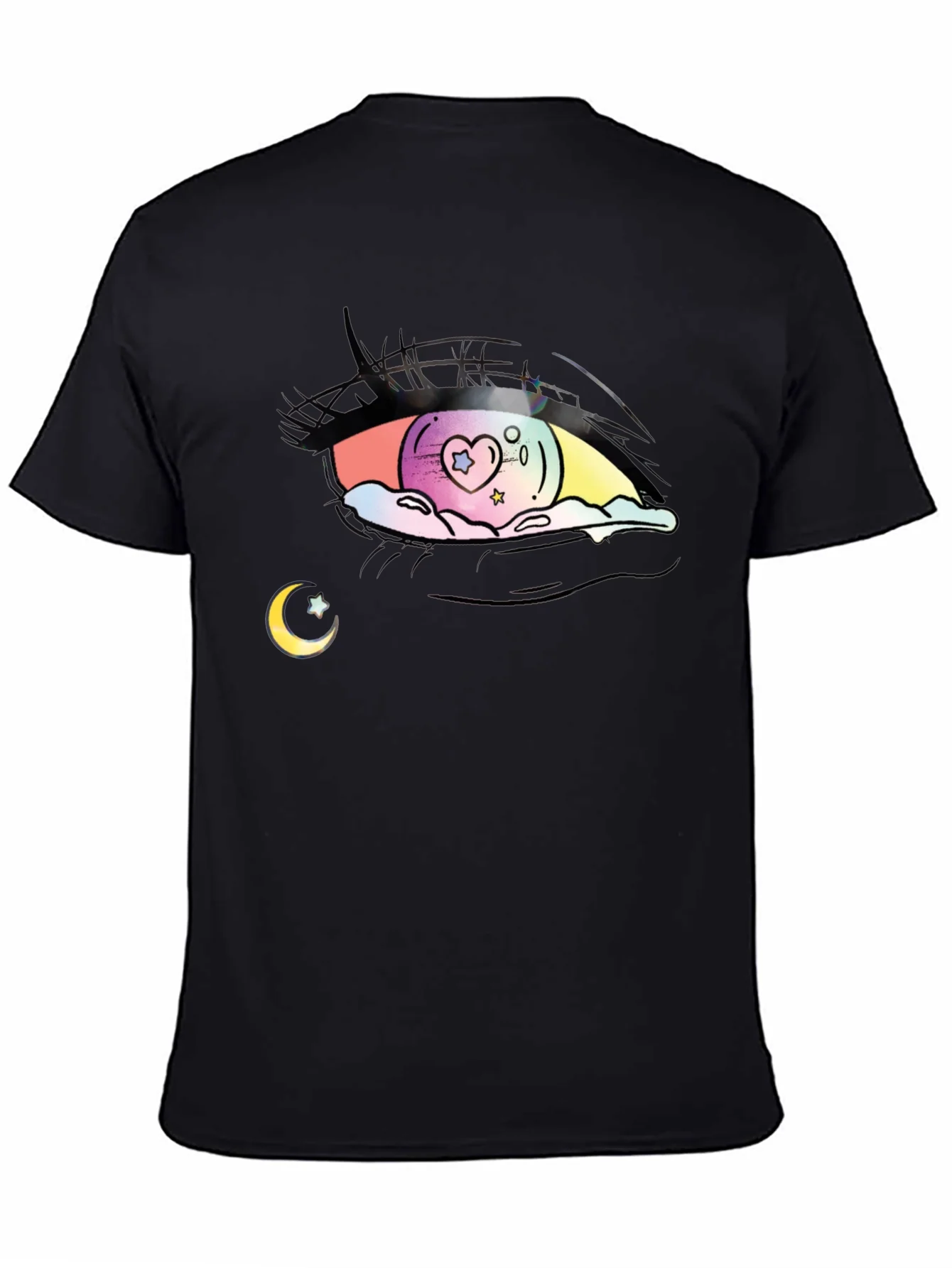 Camiseta Negra con Dise?o de Ojo Anime Estelar