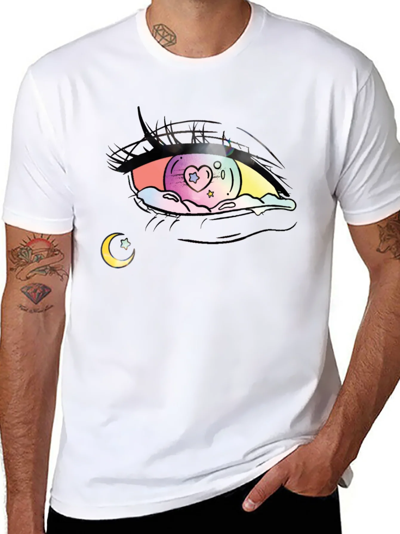 Camiseta Negra con Dise?o de Ojo Anime Estelar