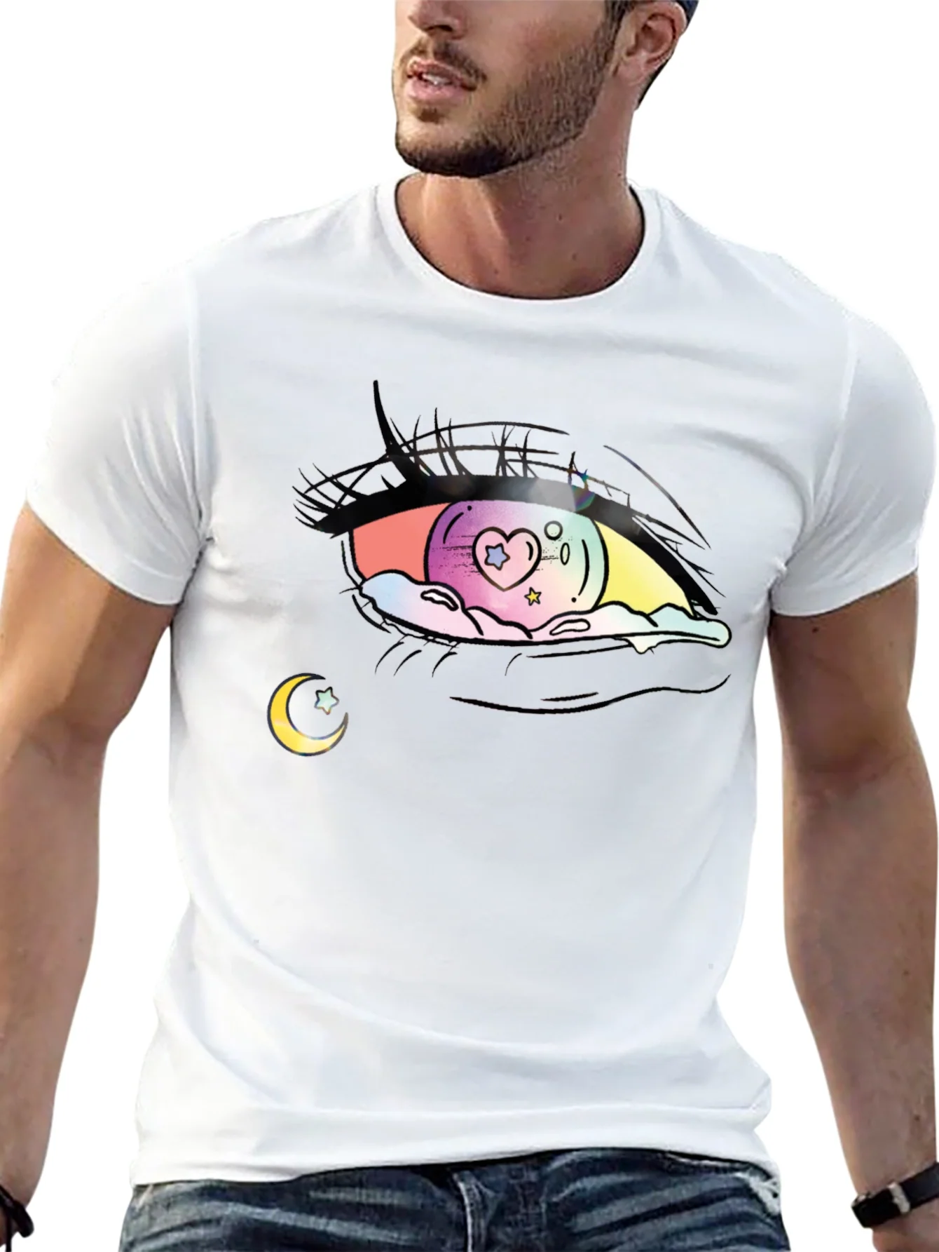 Camiseta Negra con Dise?o de Ojo Anime Estelar