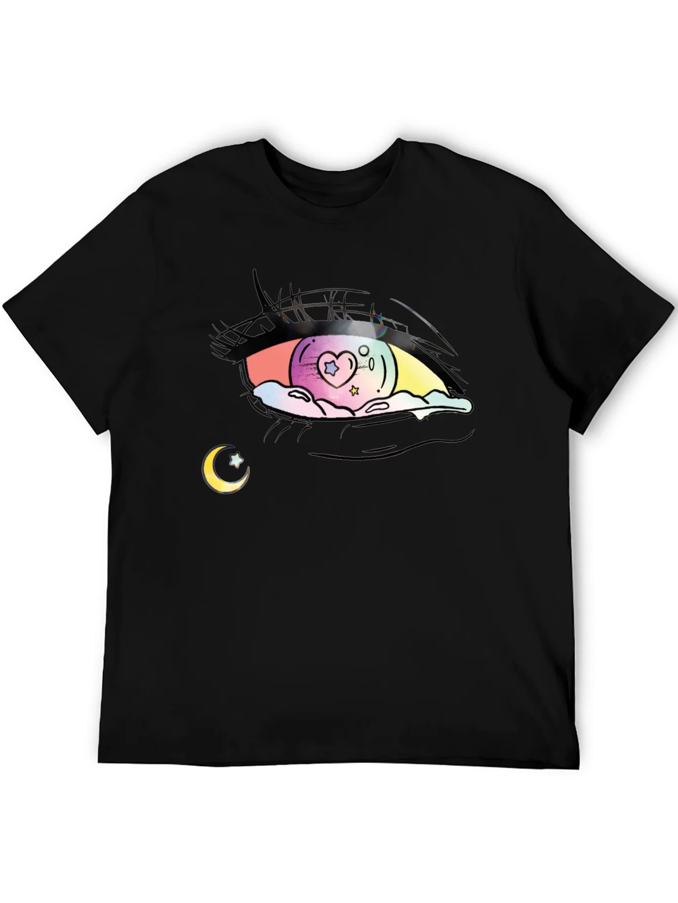 Camiseta Negra con Dise?o de Ojo Anime Estelar