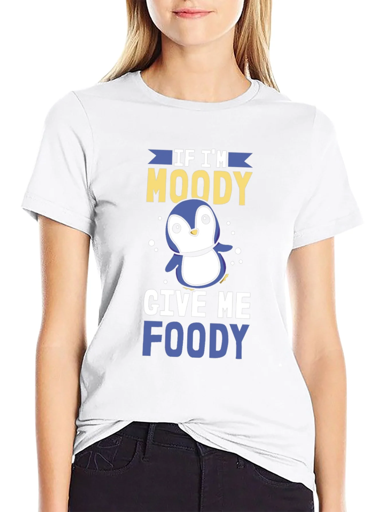 Camiseta Negra If Im Moody Give Me Foody Divertida