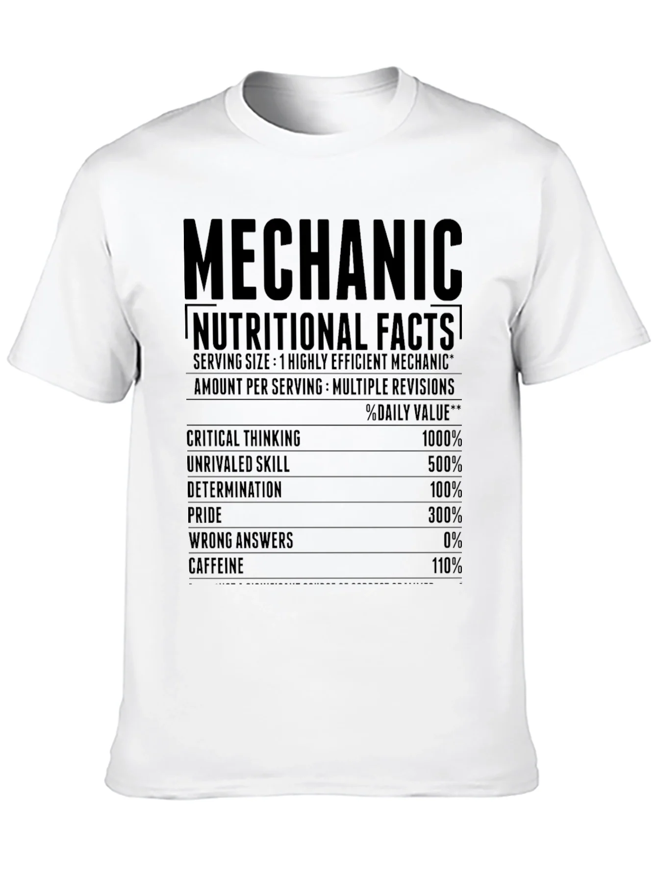 Rebbecca Mechanic Nutritional Facts Graphic T-Shirt