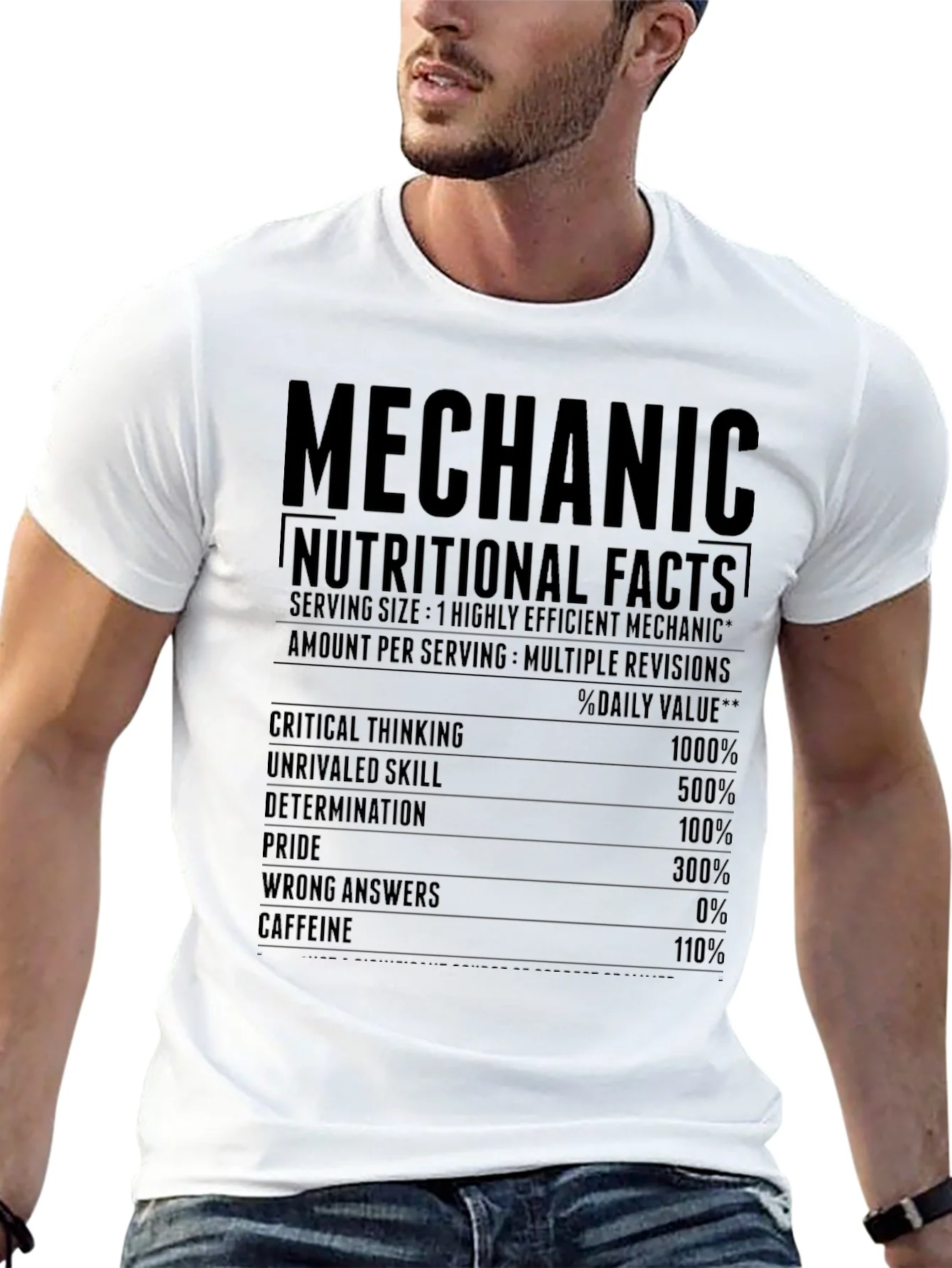 Rebbecca Mechanic Nutritional Facts Graphic T-Shirt