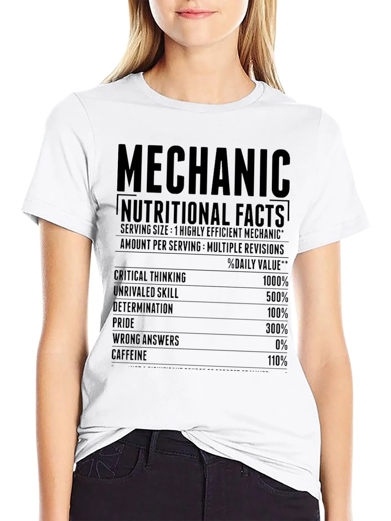 Rebbecca Mechanic Nutritional Facts Graphic T-Shirt
