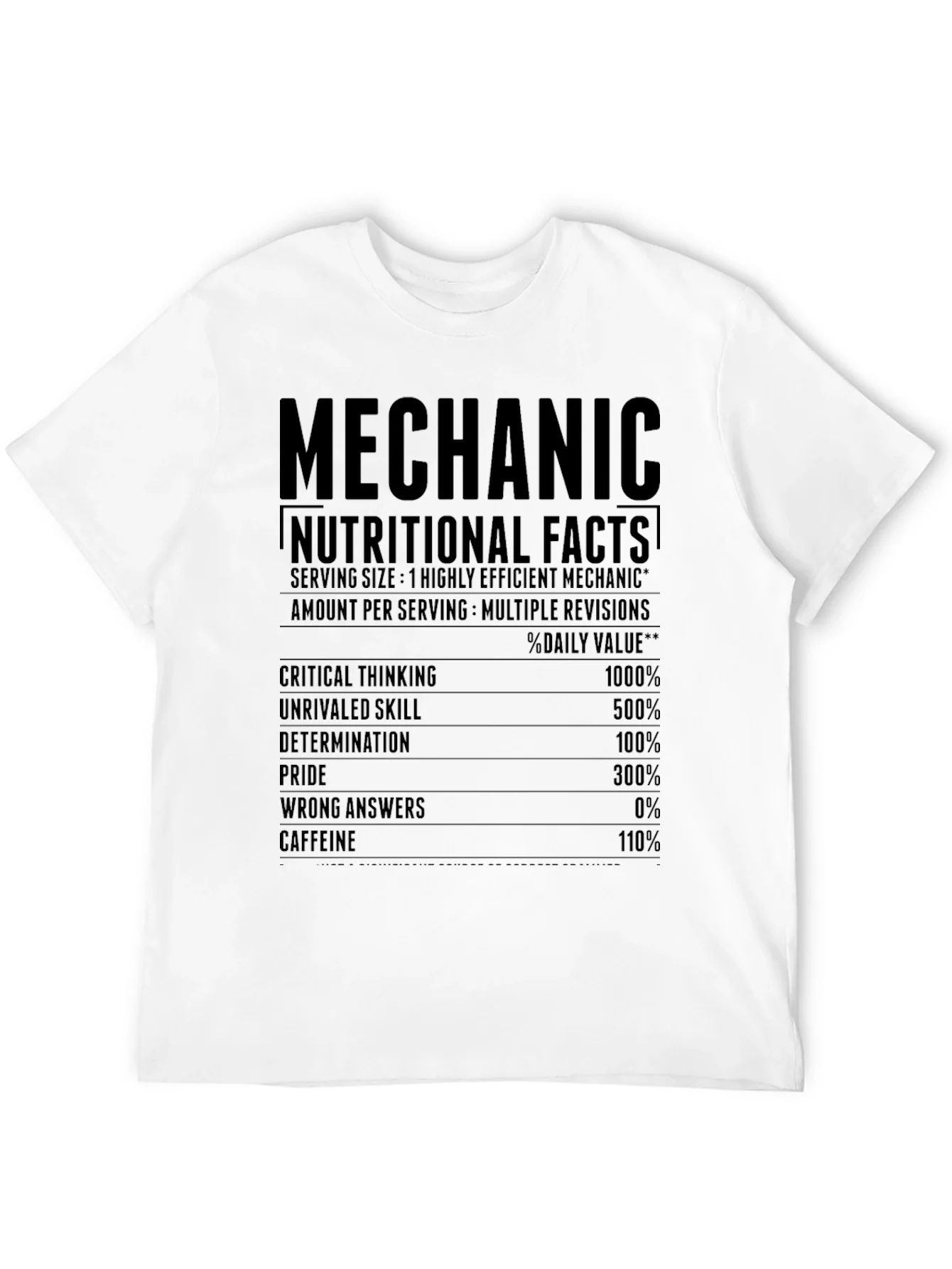 Rebbecca Mechanic Nutritional Facts Graphic T-Shirt