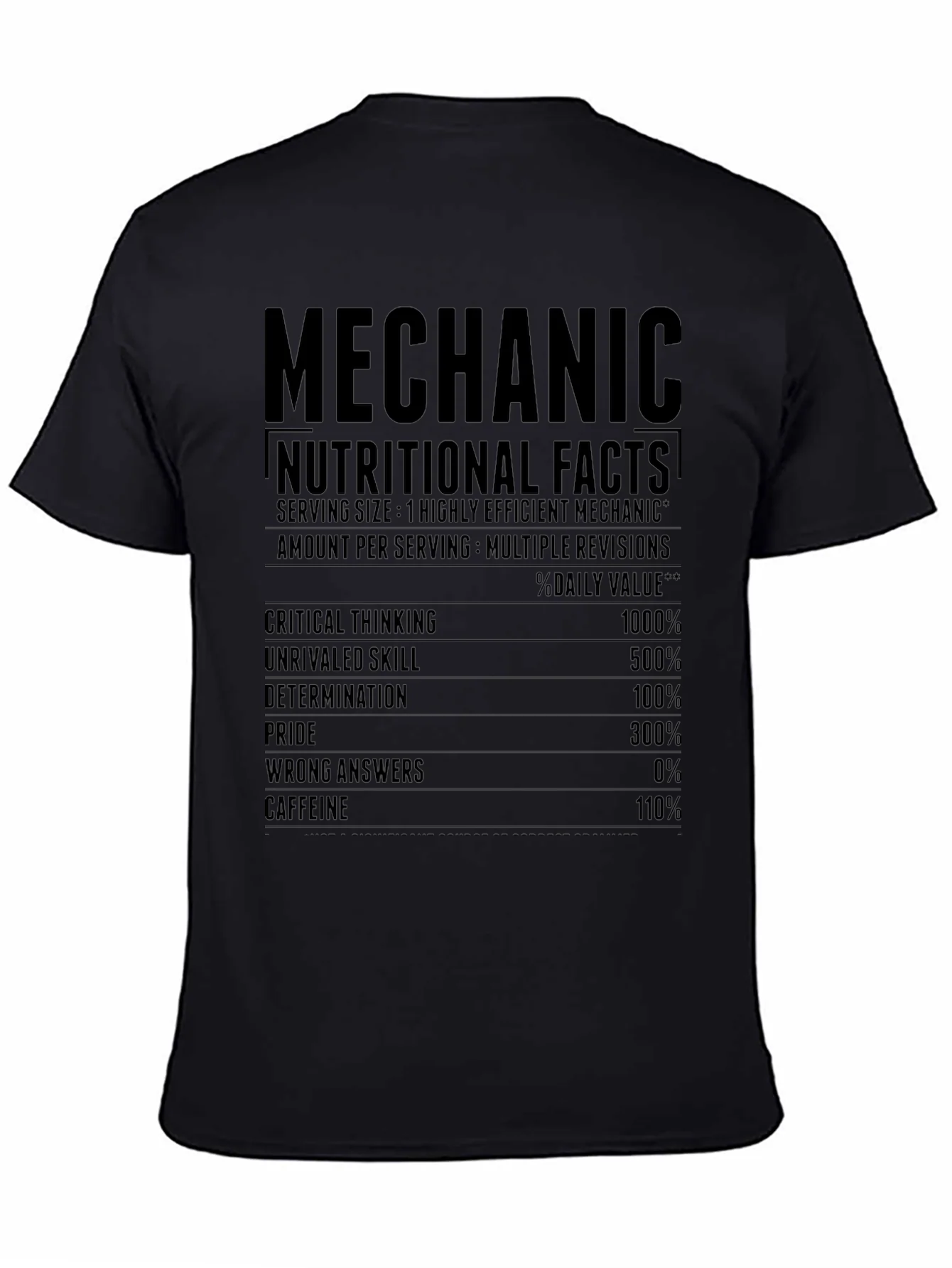 Rebbecca Mechanic Nutritional Facts Graphic T-Shirt