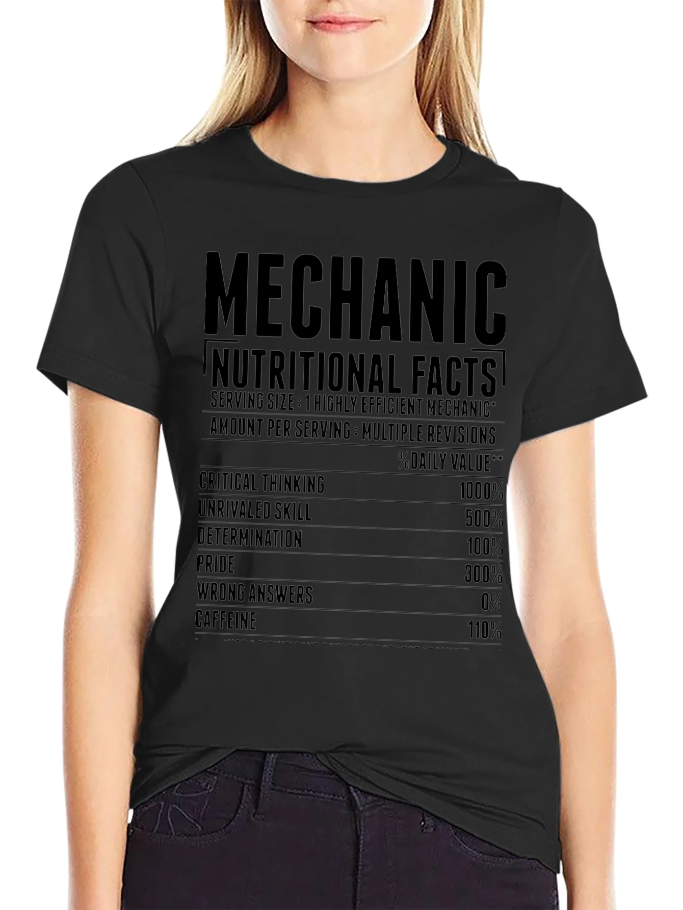 Rebbecca Mechanic Nutritional Facts Graphic T-Shirt