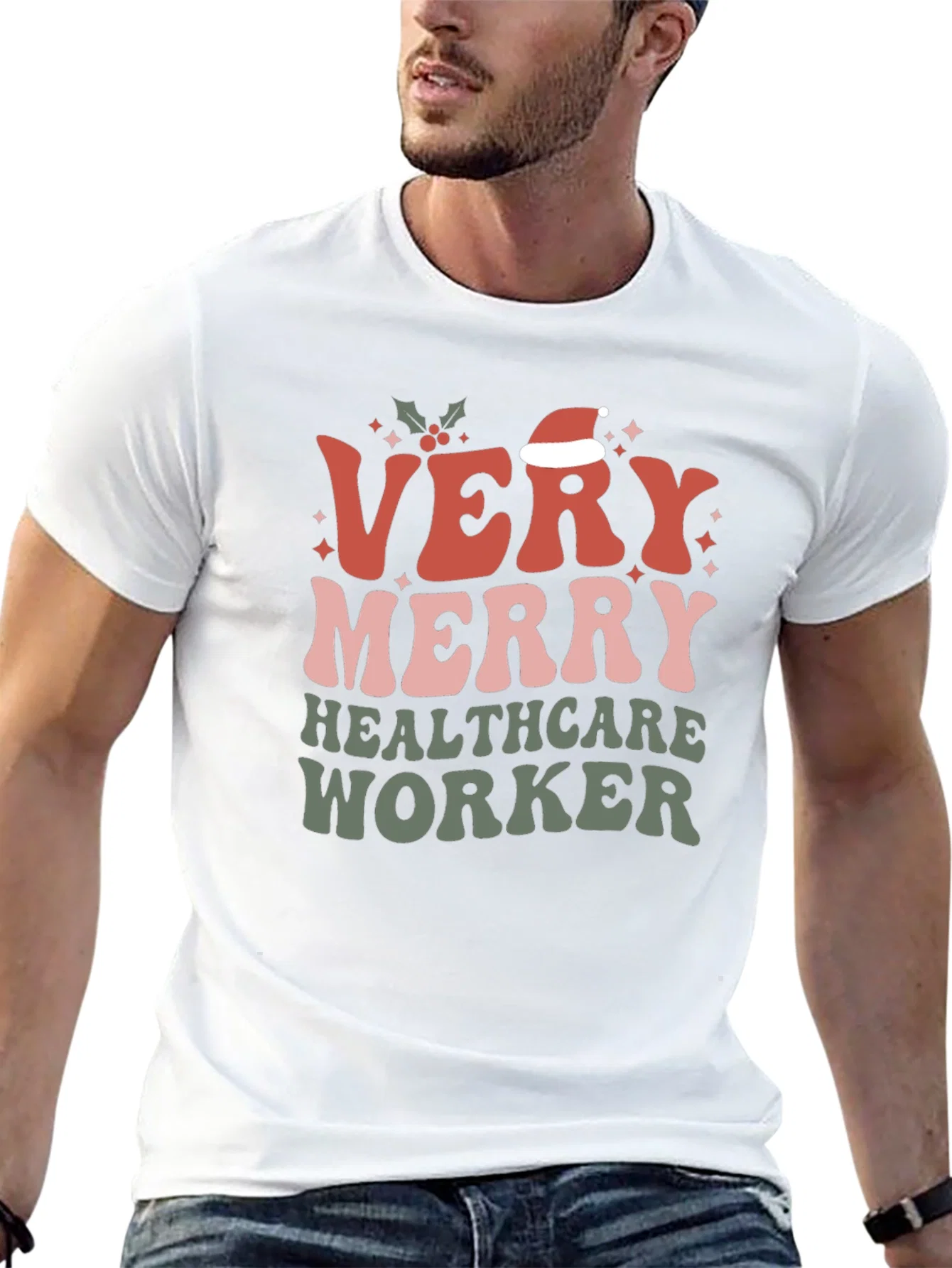 Rebbecca Very Merry Healthcare Worker Christmas T-Shirt