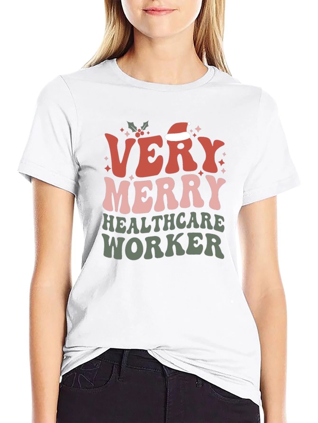 Rebbecca Very Merry Healthcare Worker Christmas T-Shirt