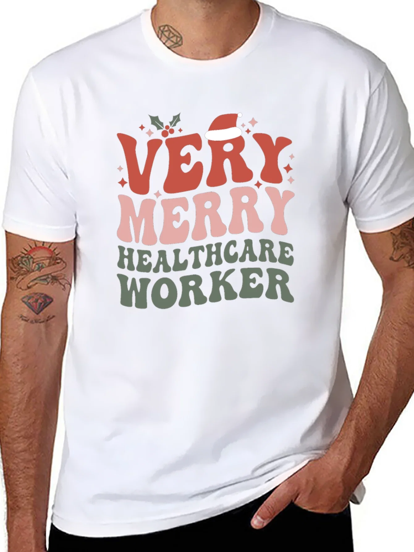 Rebbecca Very Merry Healthcare Worker Christmas T-Shirt