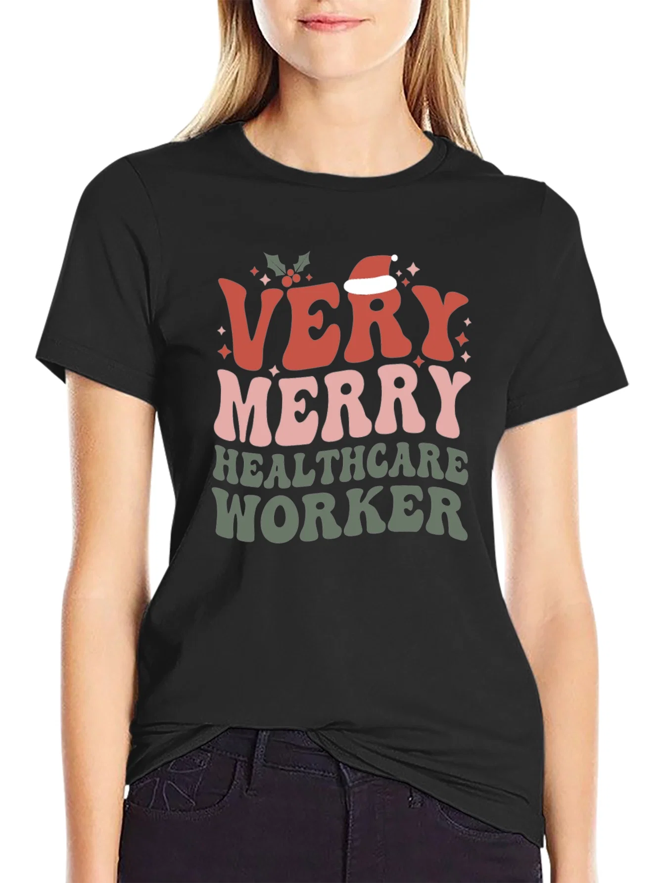 Rebbecca Very Merry Healthcare Worker Christmas T-Shirt