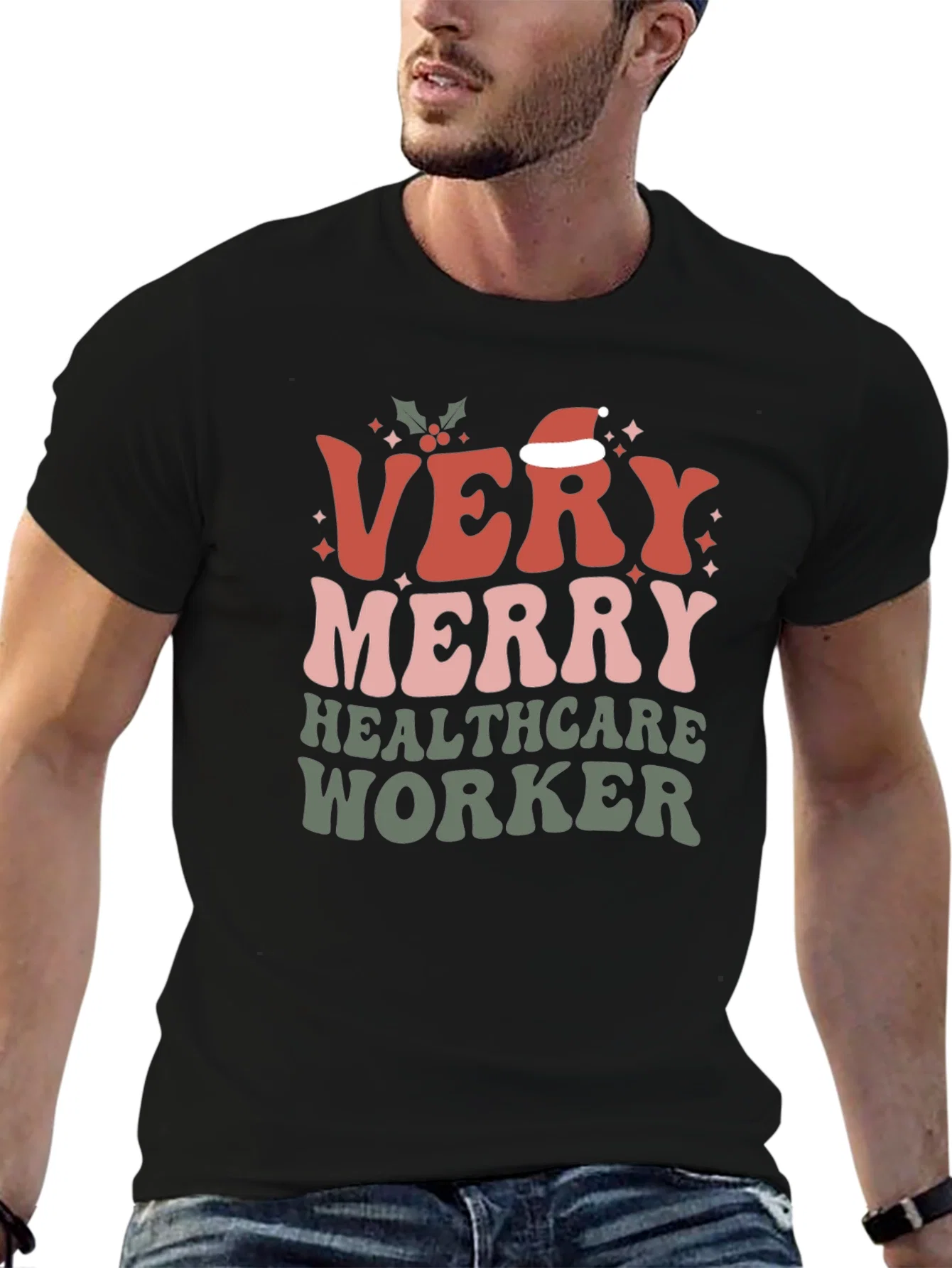 Rebbecca Very Merry Healthcare Worker Christmas T-Shirt