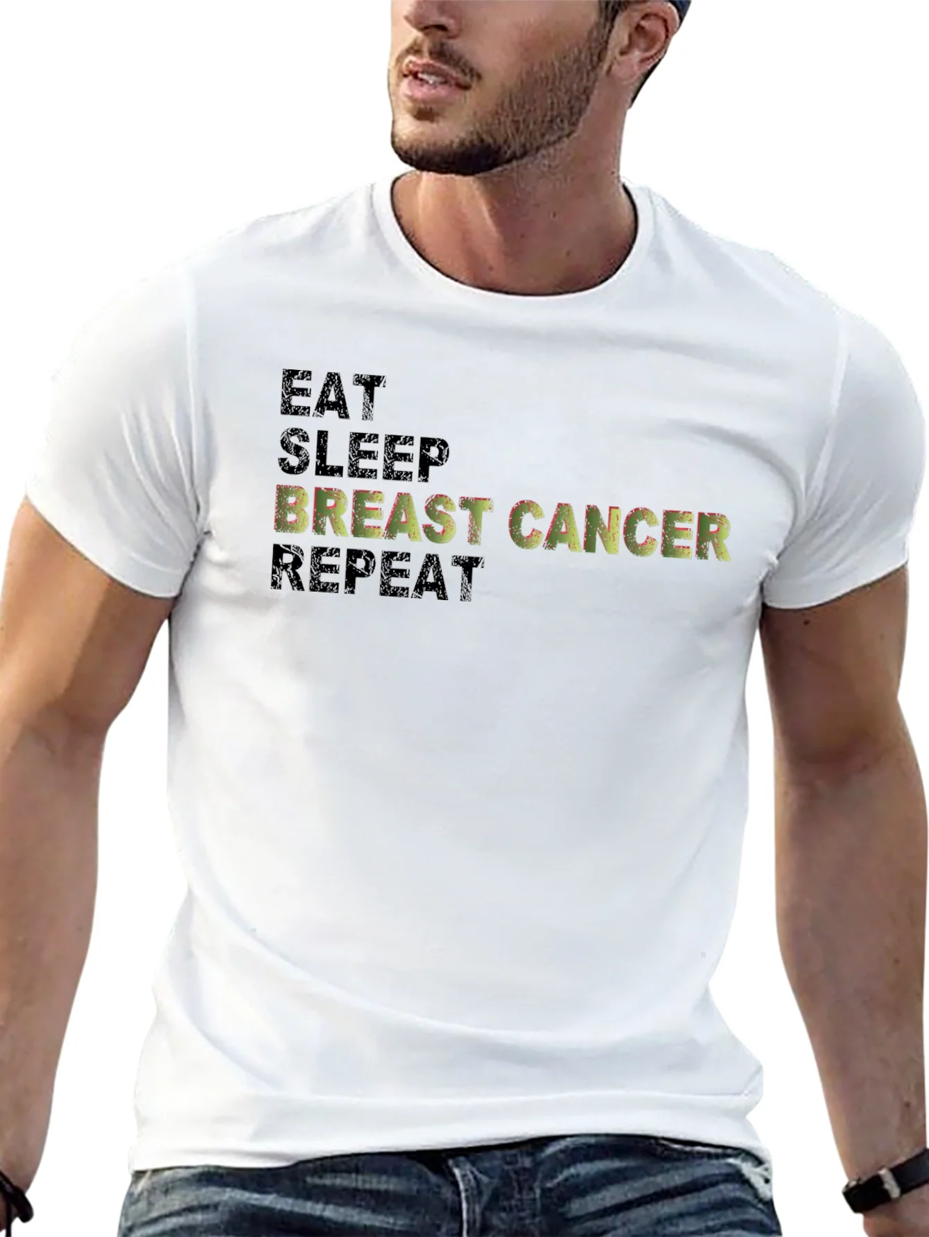Rebbecca Eat Sleep Breast Cancer Repeat Graphic Tee