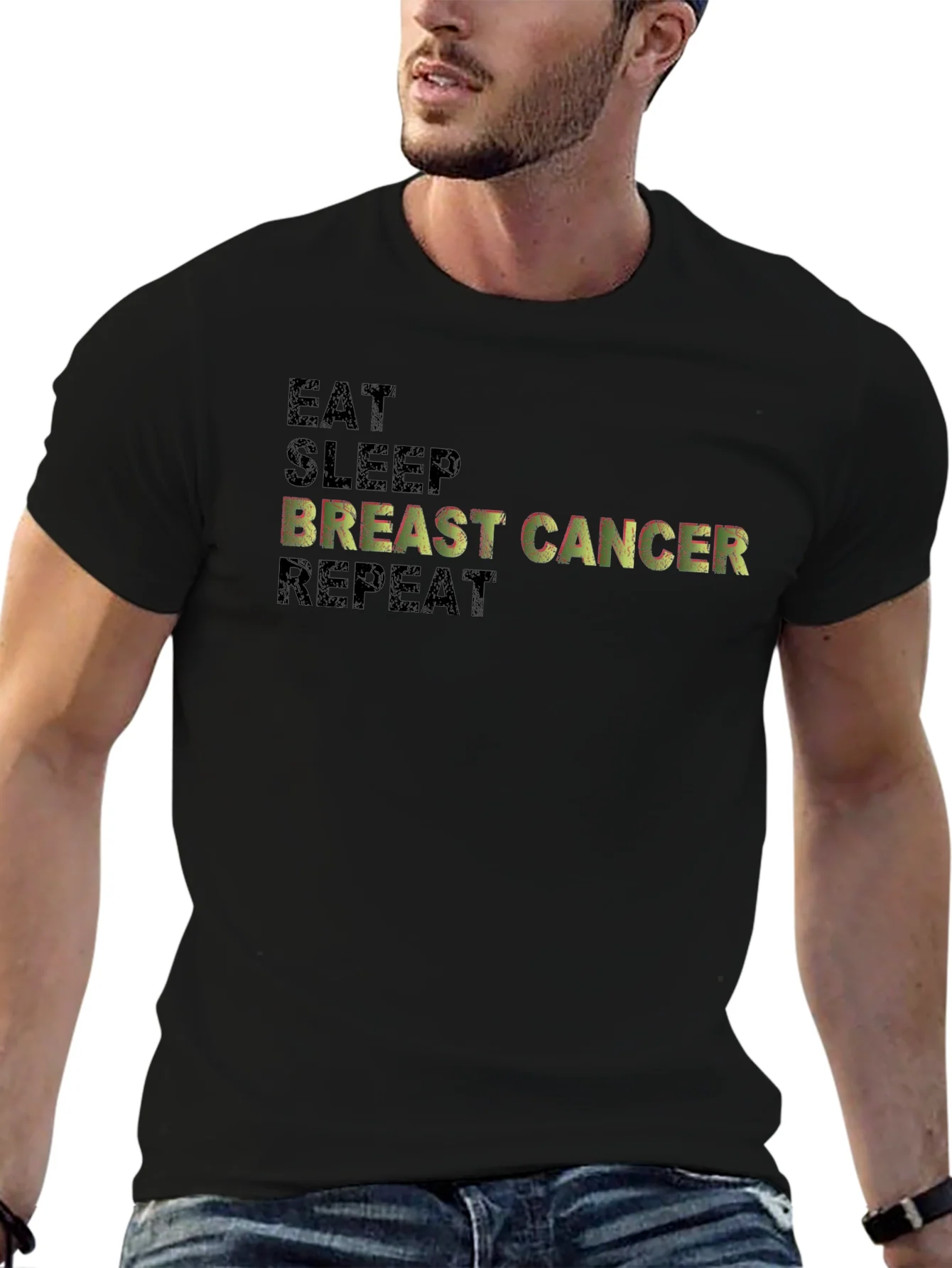 Rebbecca Eat Sleep Breast Cancer Repeat Graphic Tee