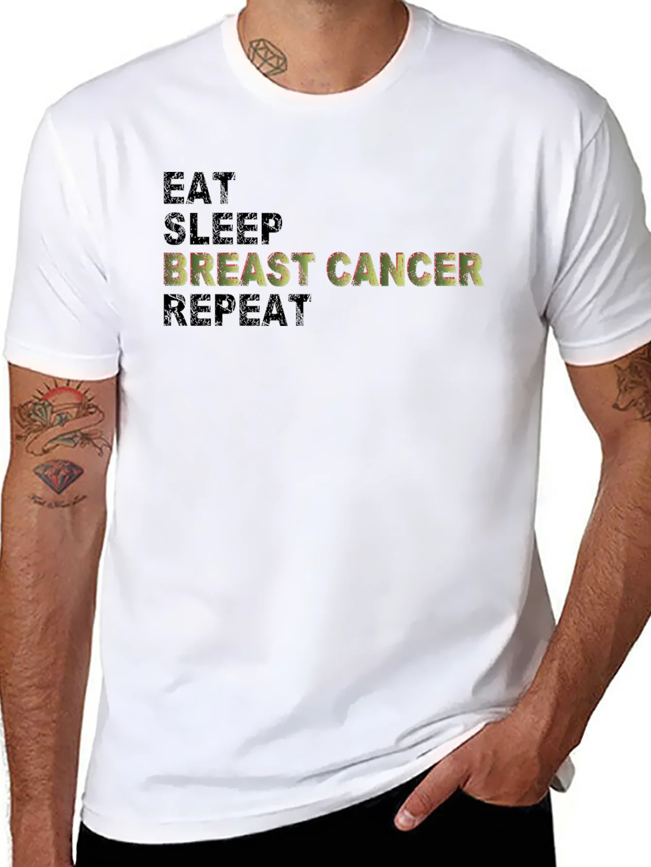 Rebbecca Eat Sleep Breast Cancer Repeat Graphic Tee