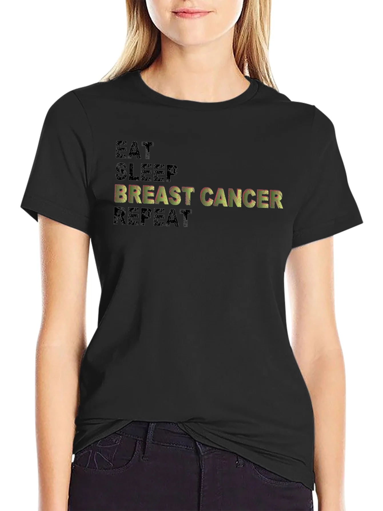 Rebbecca Eat Sleep Breast Cancer Repeat Graphic Tee