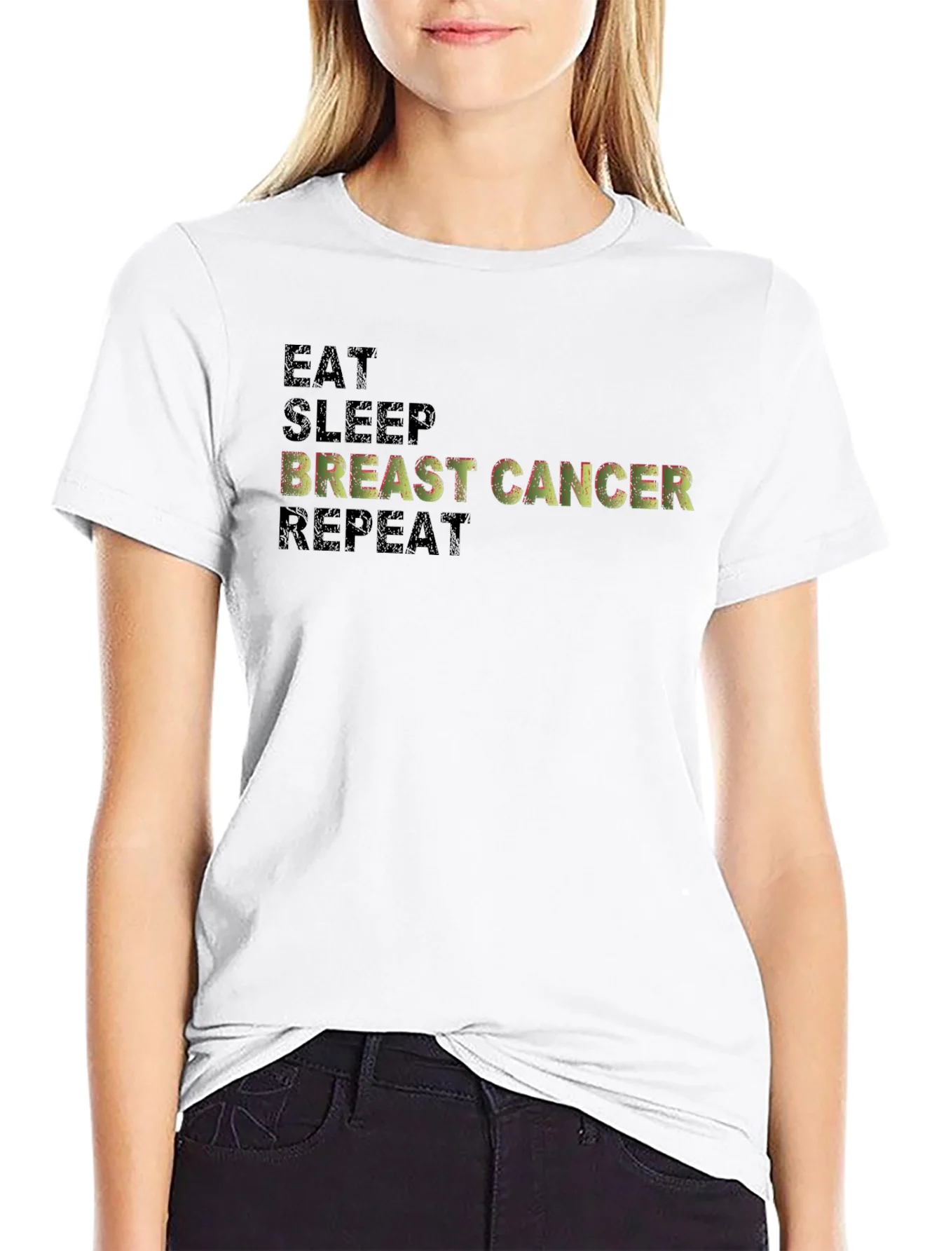 Rebbecca Eat Sleep Breast Cancer Repeat Graphic Tee