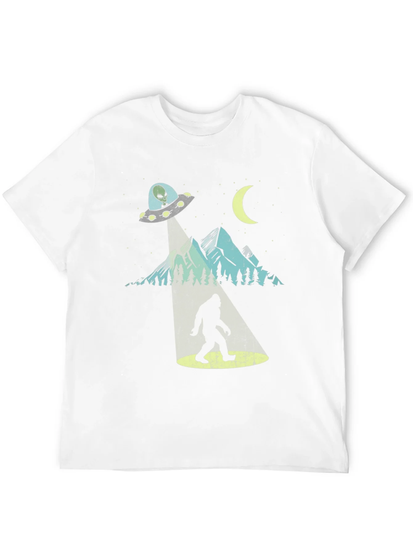 Camiseta Negra OVNI abduciendo Bigfoot