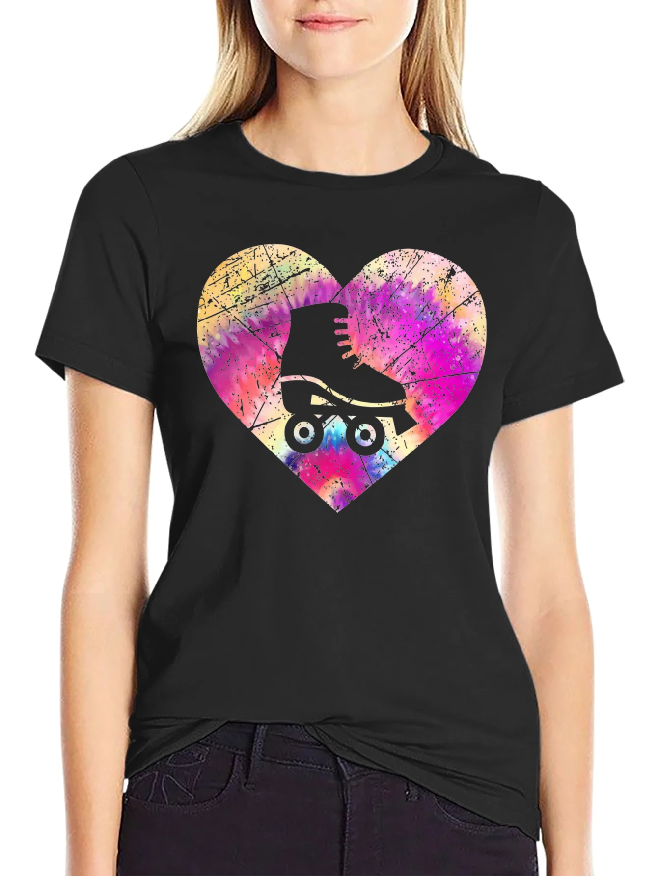 Camiseta Negra Patinaje Coraz¨®n