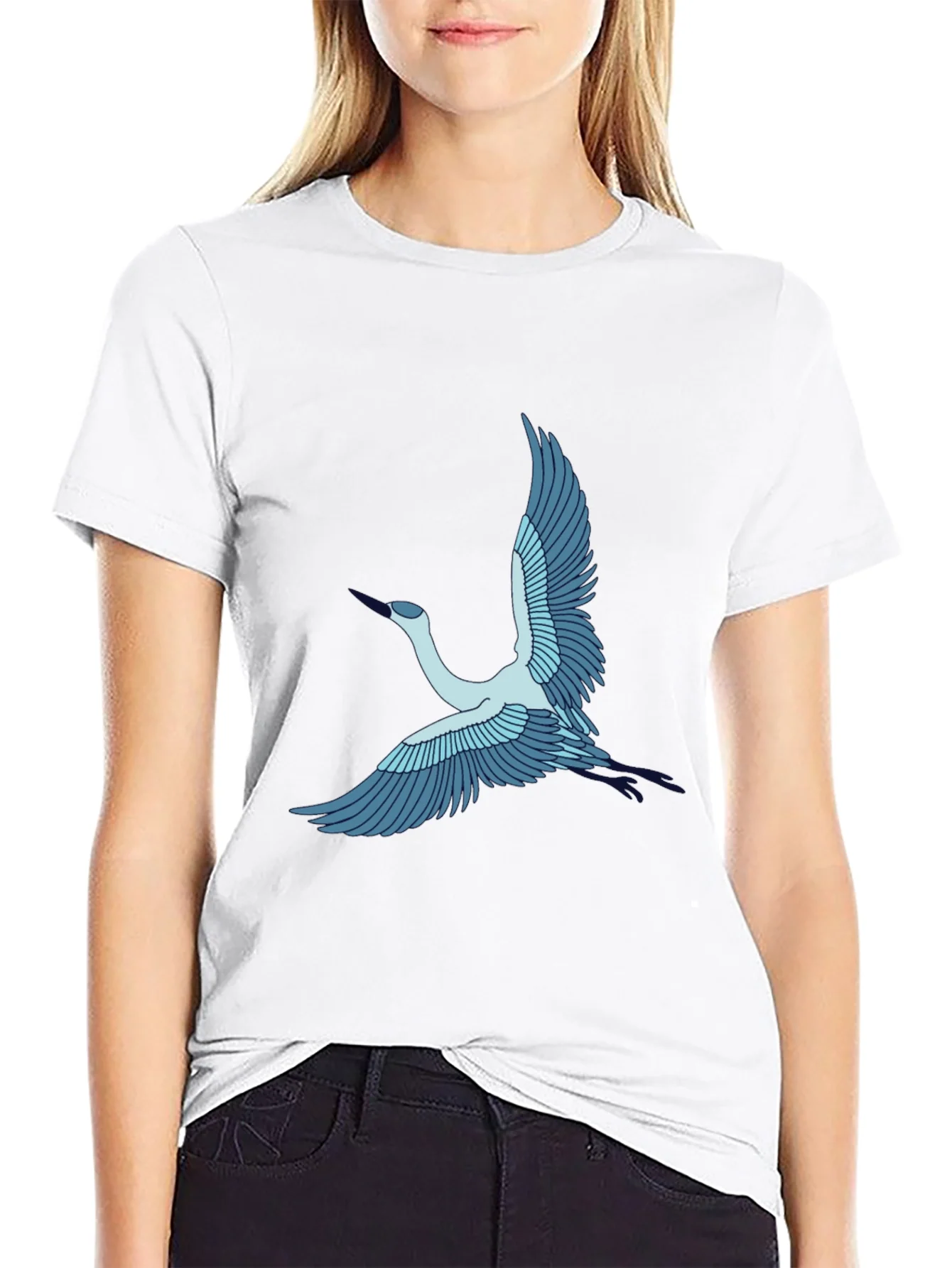 Rebbecca Crane Bird Graphic Tee - Black Cotton T-Shirt