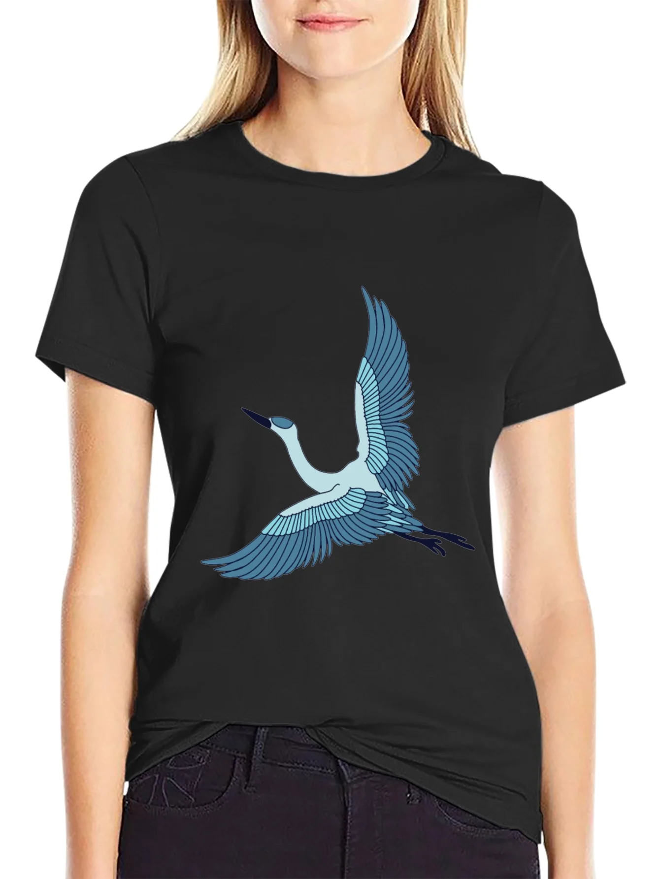 Rebbecca Crane Bird Graphic Tee - Black Cotton T-Shirt