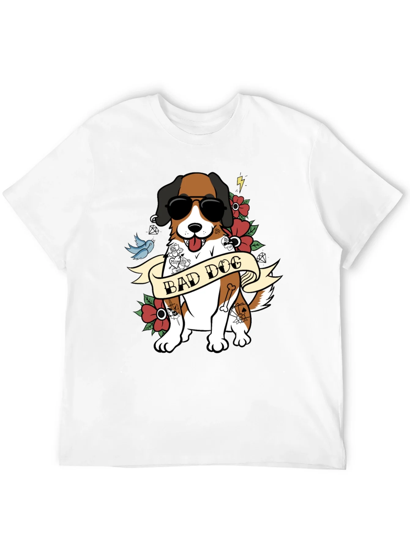 Camiseta Hombre Negra Dise?o Perro Bad Dog con Tatuajes