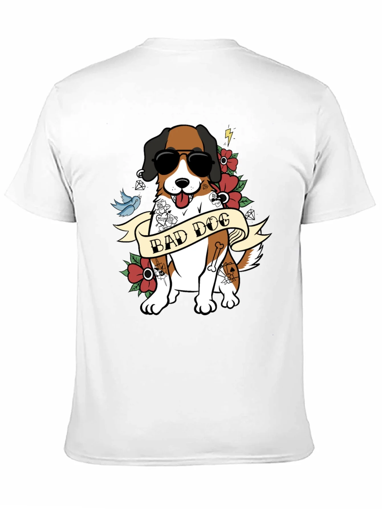 Camiseta Hombre Negra Dise?o Perro Bad Dog con Tatuajes