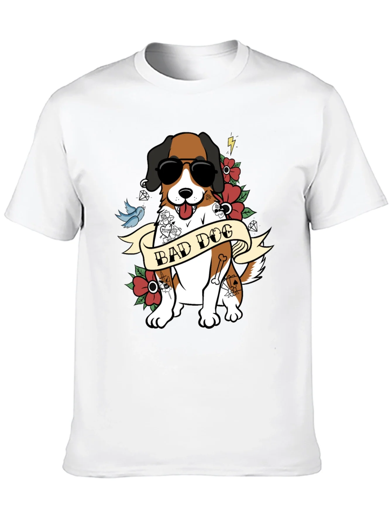 Camiseta Hombre Negra Dise?o Perro Bad Dog con Tatuajes