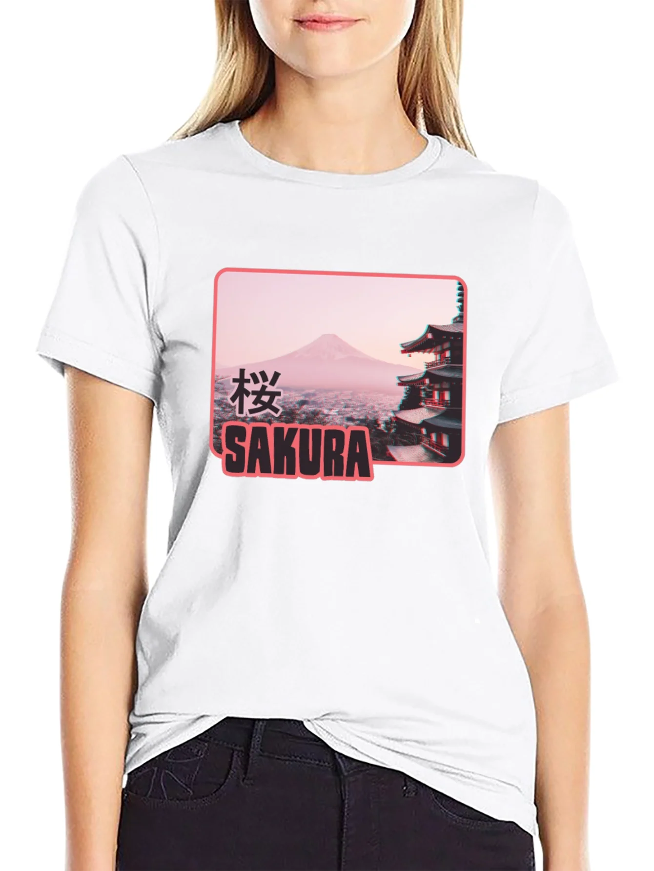 Rebbecca Sakura Japan Graphic T-Shirt - Black
