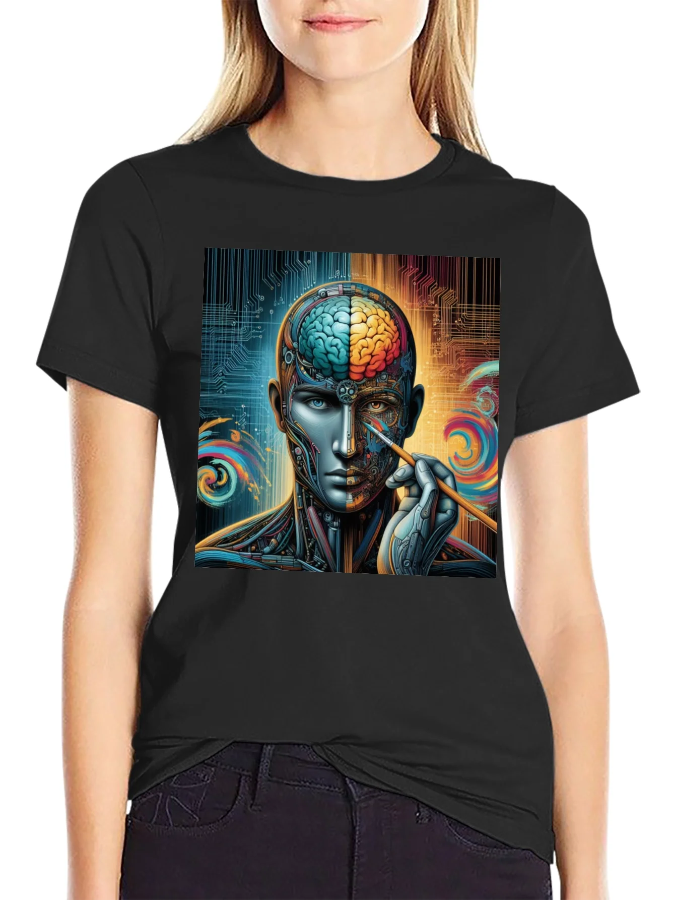Rebbecca Cyberpunk Brain Artist Graphic Tee