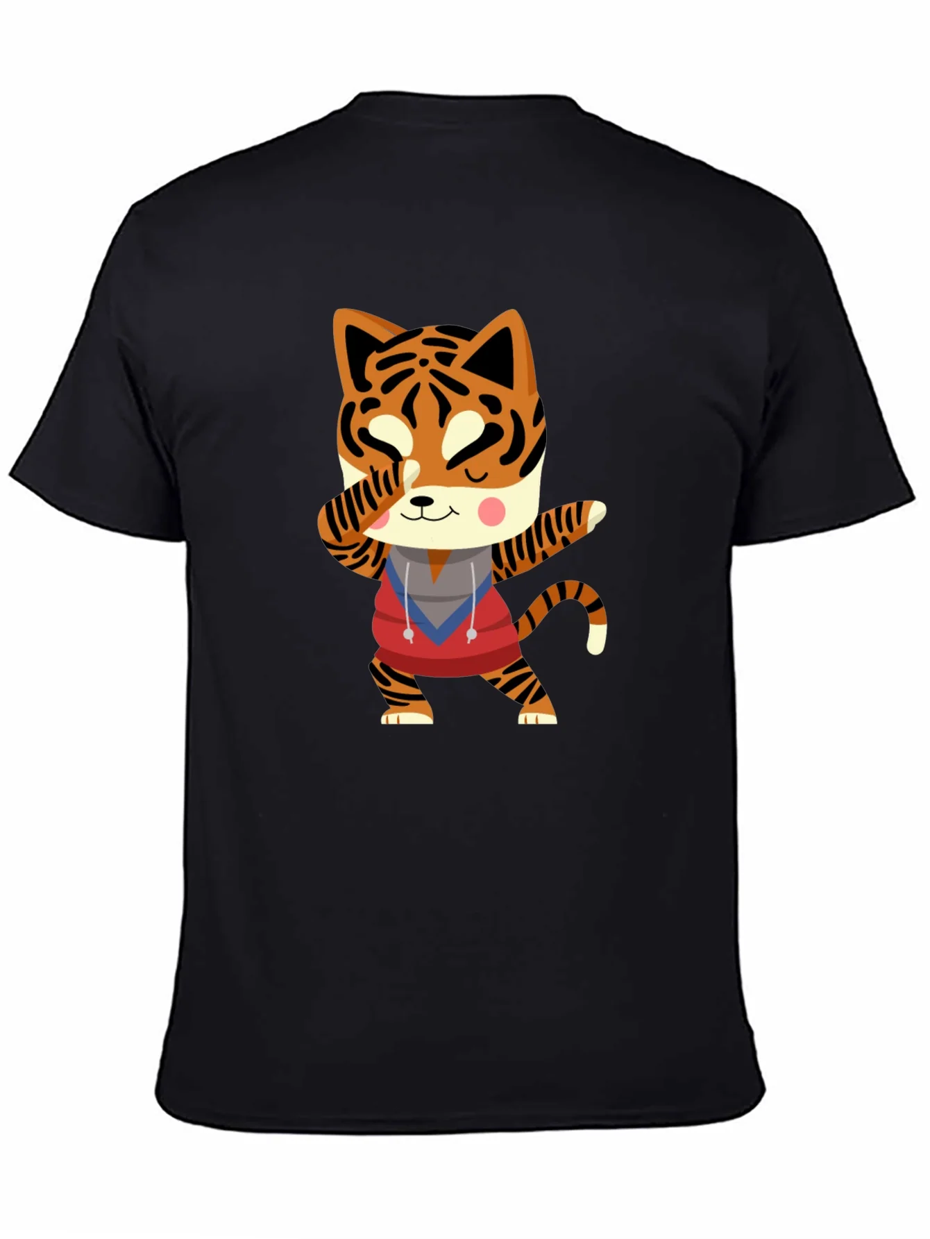 Camiseta Negra con Tigre Kawaii
